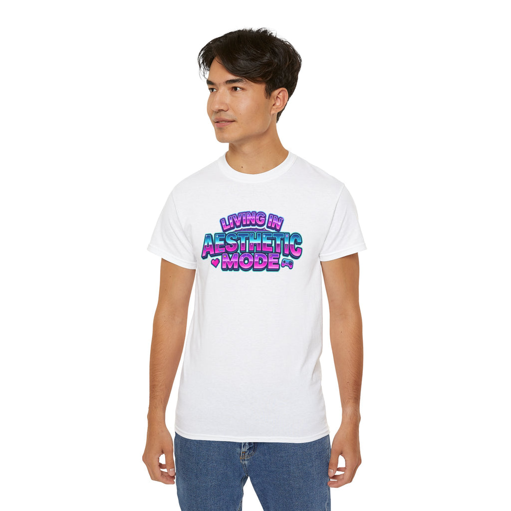 "Living in Aesthetic Mode" Retro Vaporwave Graphic Tee