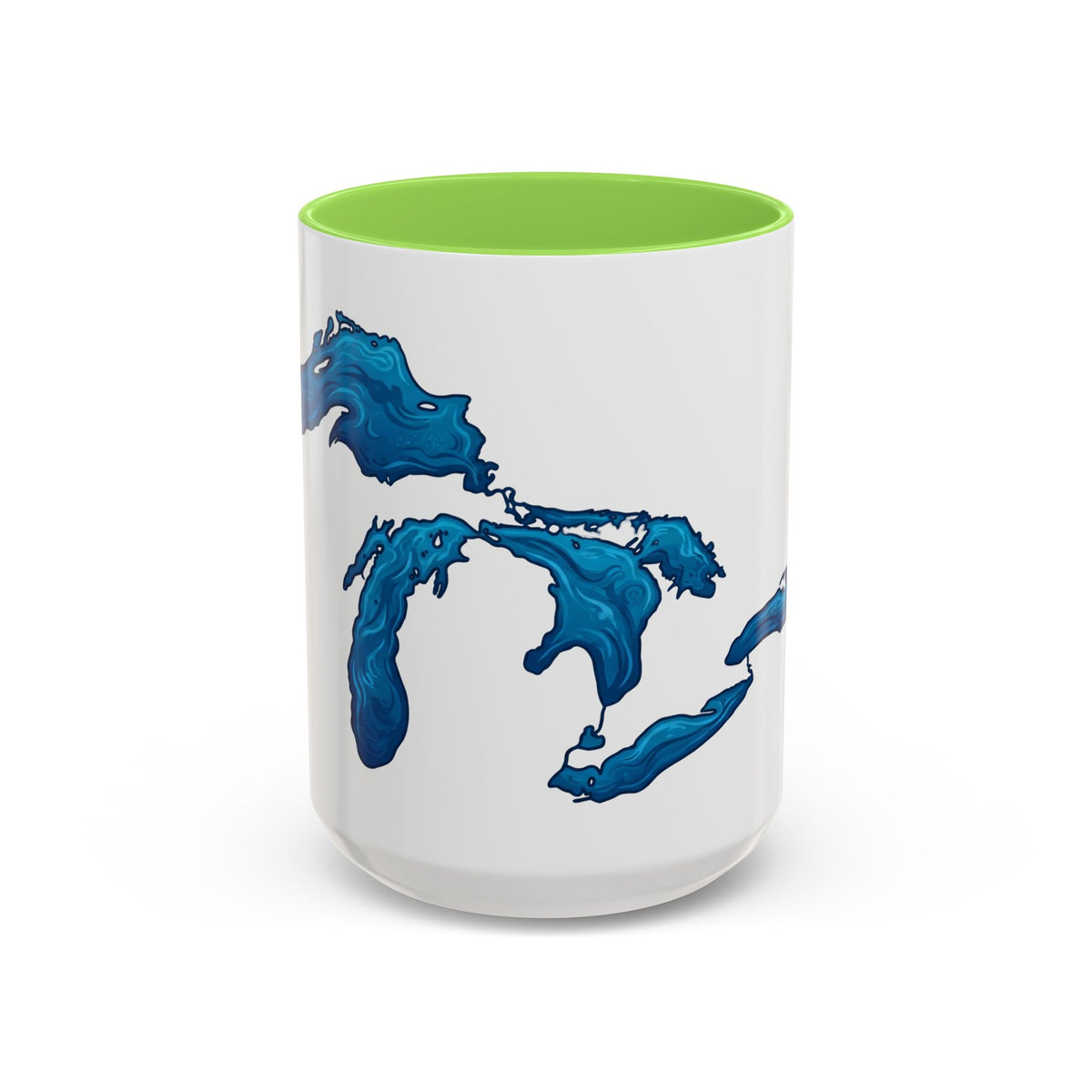 Great Lakes Blue Map Mug — Artistic Lake Michigan & Superior Coffee Cup (11oz/15oz)