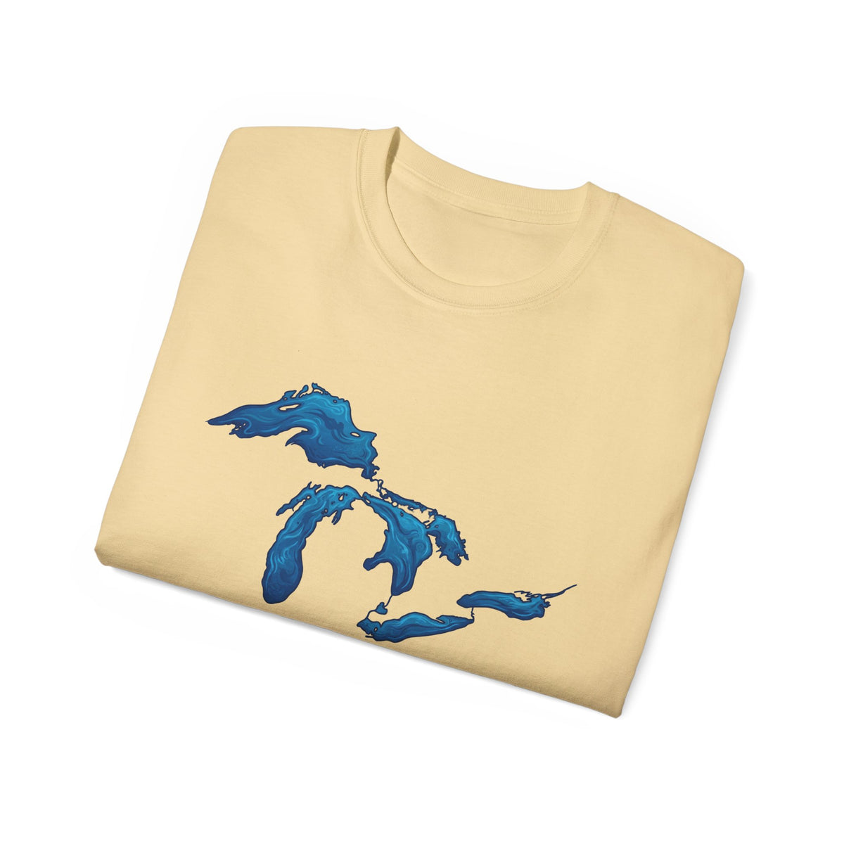 Great Lakes Map T-Shirt — Blue Michigan & Lakes Graphic Tee