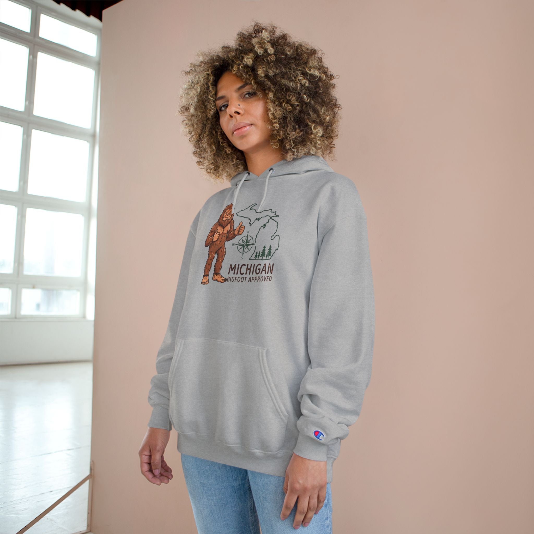Michigan Sasquatch Hoodie — Vintage Bigfoot Graphic Champion Sweatshirt