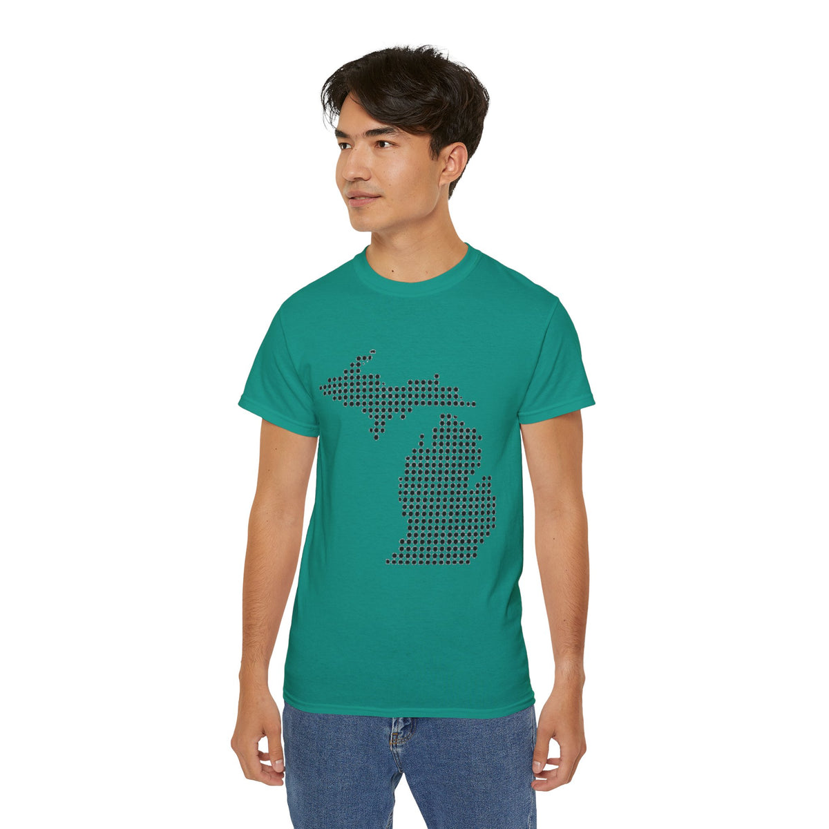 Michigan Dot Map T-Shirt — Minimal State Map Tee for Michiganders