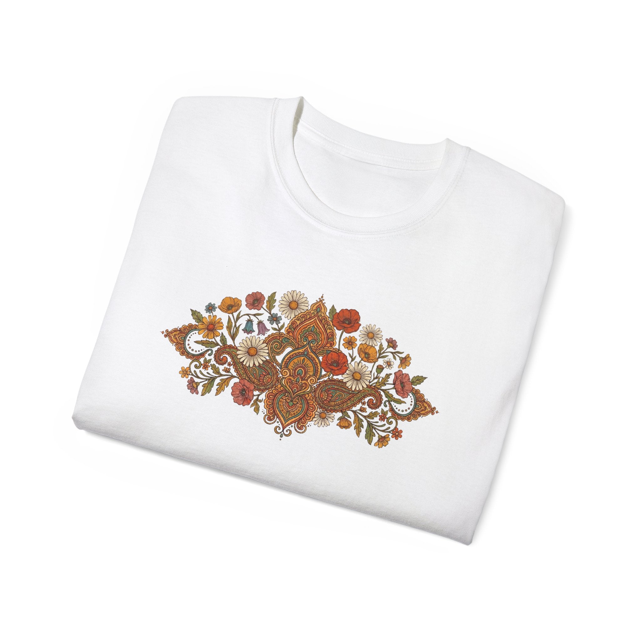 Retro Floral Tee — Vintage Brown Flower Bouquet Graphic