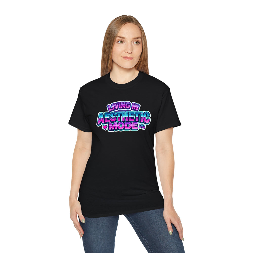 "Living in Aesthetic Mode" Retro Vaporwave Graphic Tee