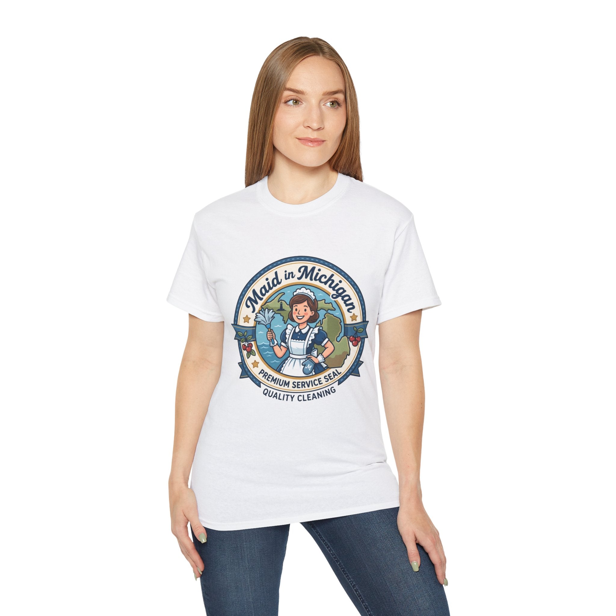 Maid in Michigan T-Shirt — Vintage Housekeeping Logo Tee