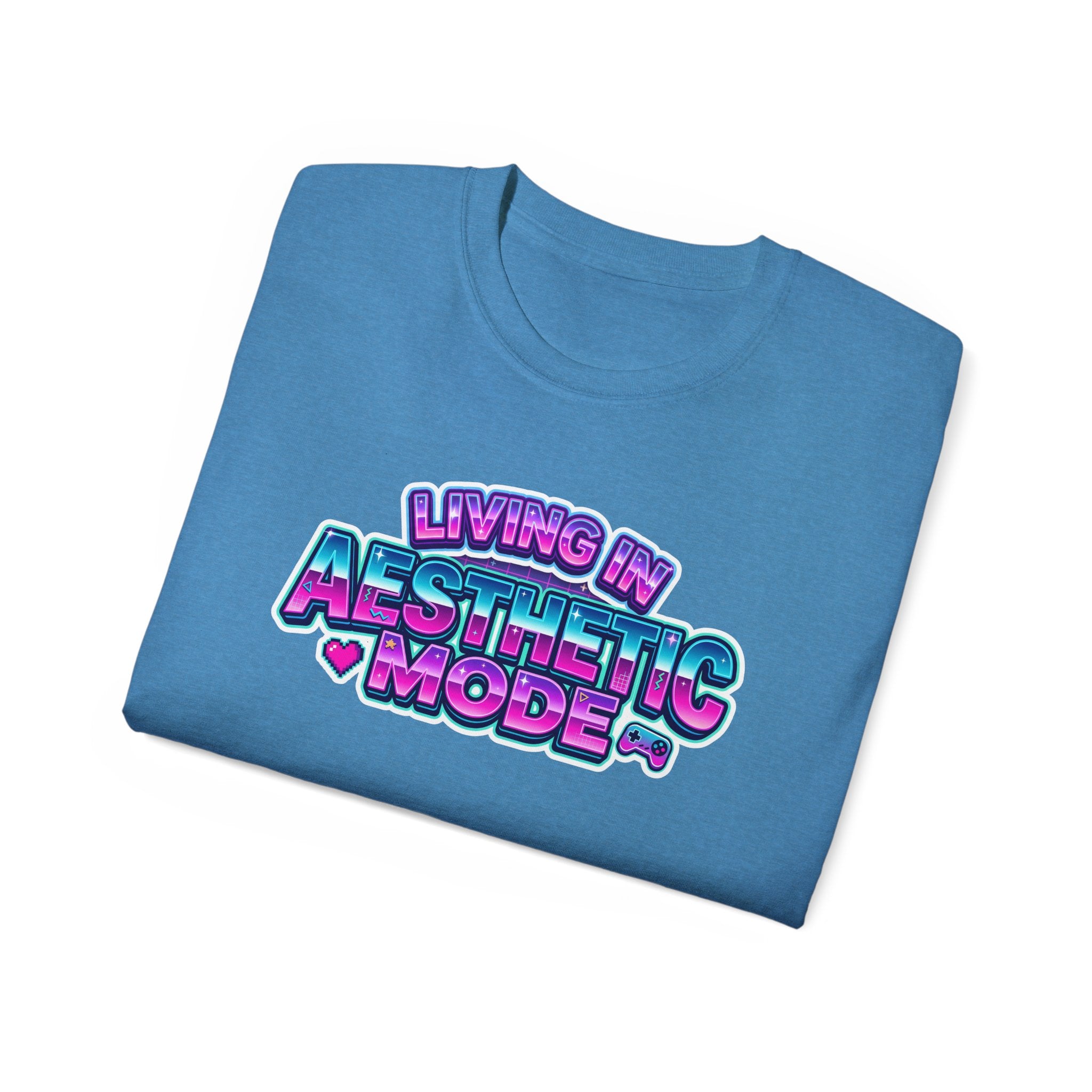 "Living in Aesthetic Mode" Retro Vaporwave Graphic Tee