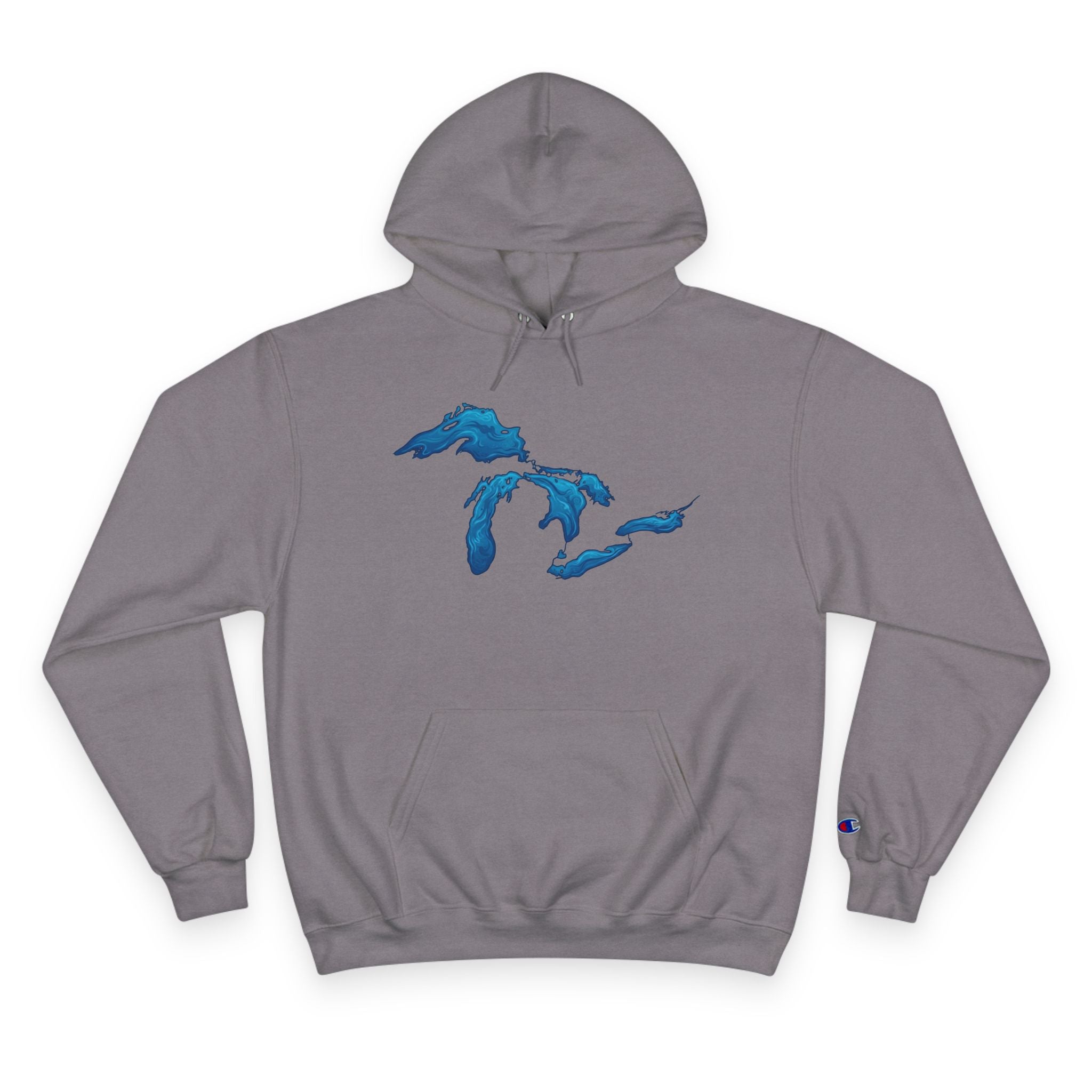 Great Lakes Map Hoodie — Blue Water Illustration on White