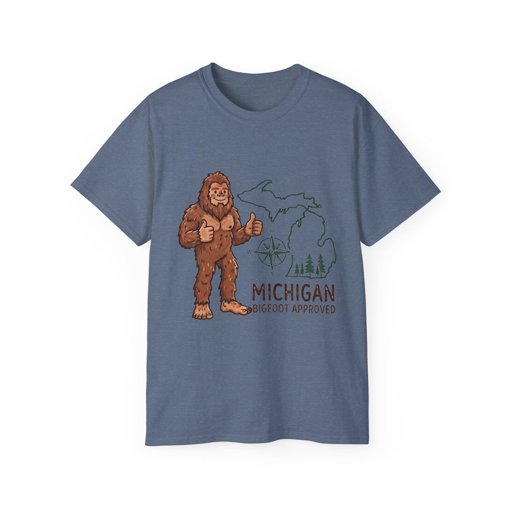 Michigan Bigfoot Approved T-Shirt — Vintage Sasquatch Thumb Up Tee