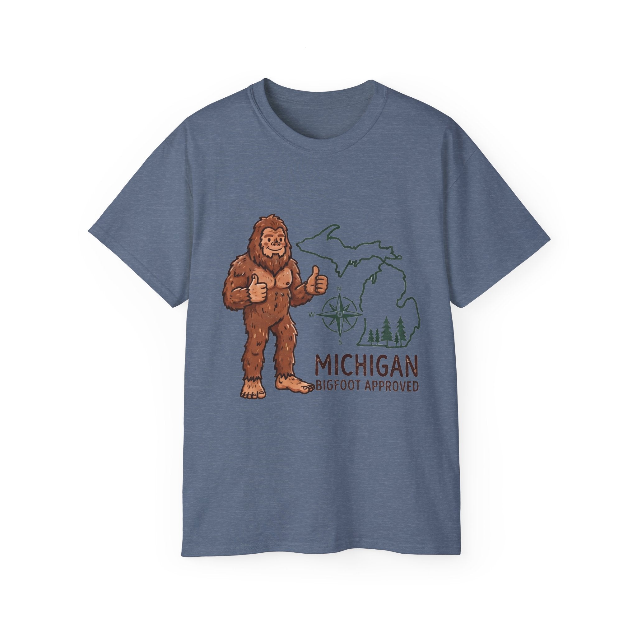 Michigan Bigfoot Approved T-Shirt — Vintage Sasquatch Thumb Up Tee