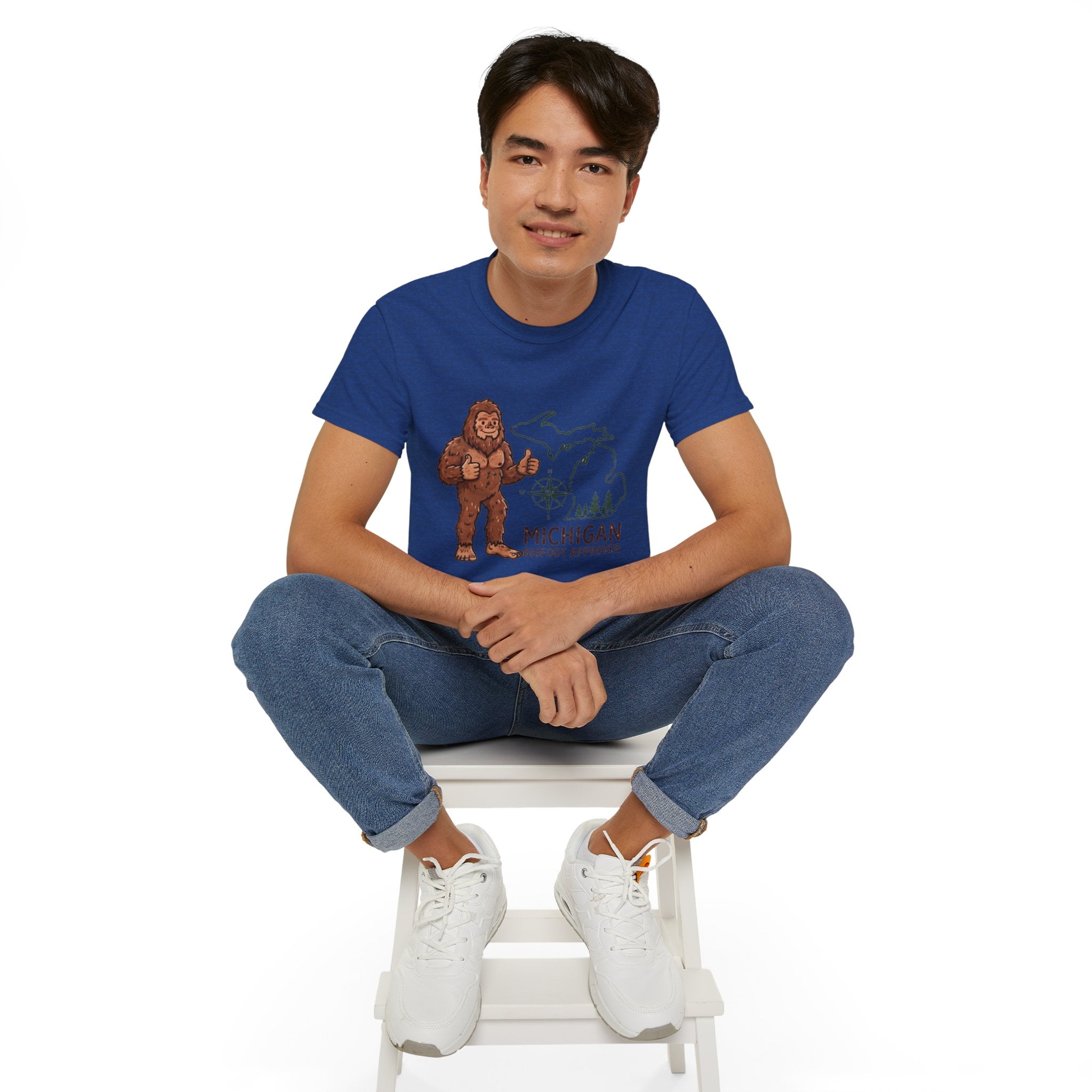 Michigan Bigfoot Approved T-Shirt — Vintage Sasquatch Thumb Up Tee