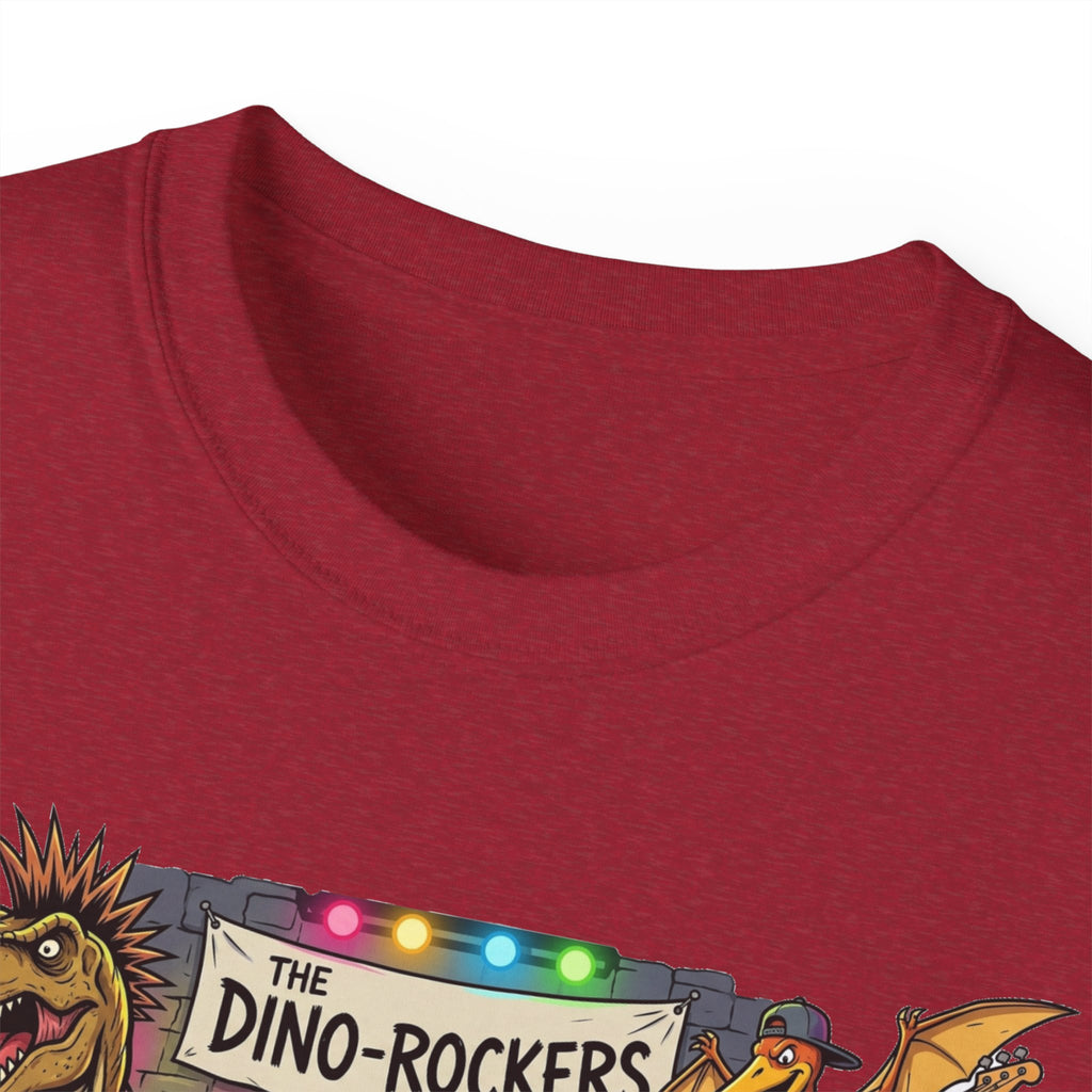 Dino Rockers T-Shirt – Retro Dinosaur Band Graphic Tee