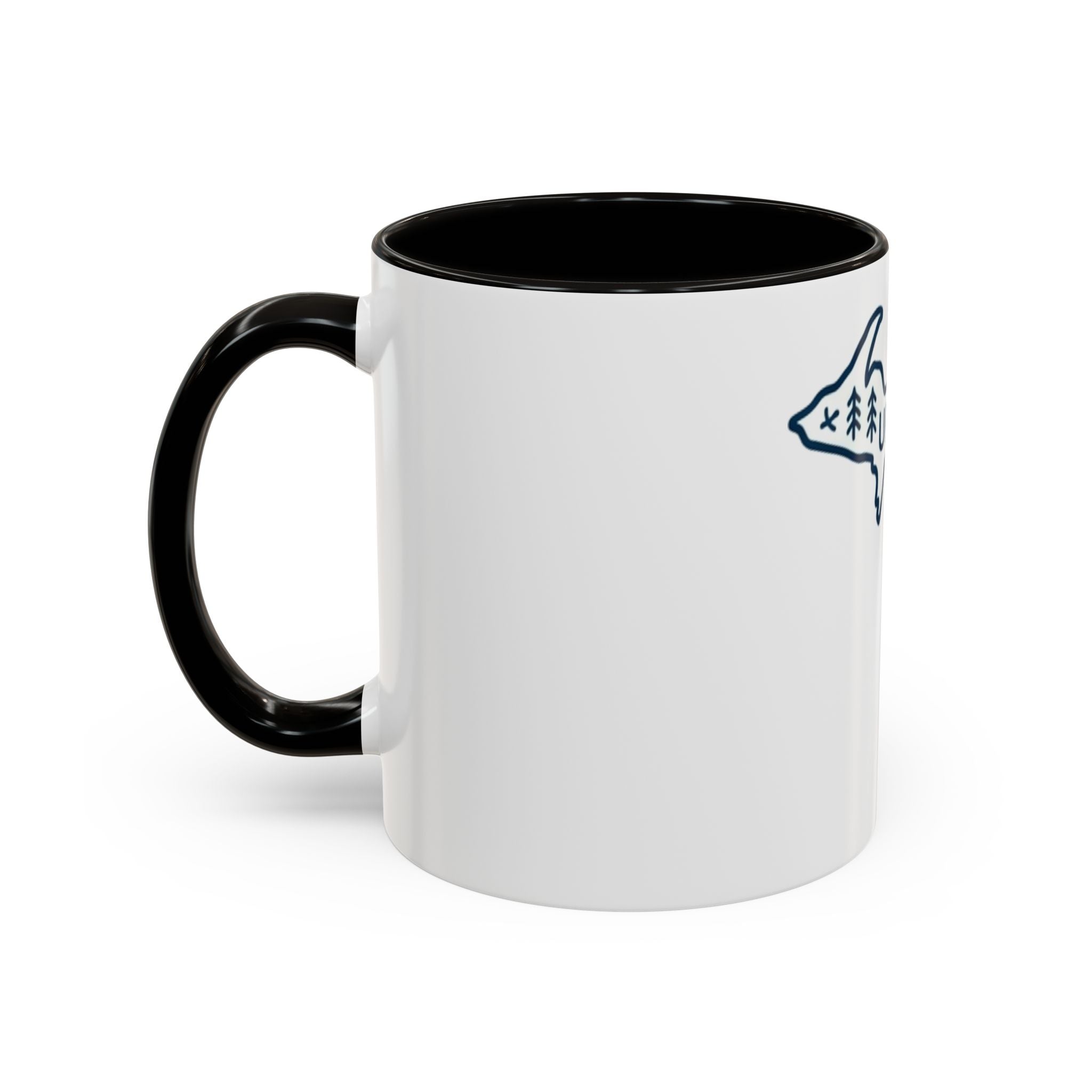 Michigan Outline Mug with UP & Outdoor Icons – Great Lakes State Coffee Cup (11oz/15oz)