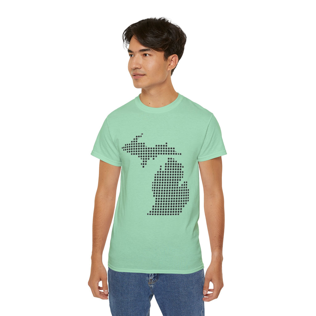 Michigan Dot Map T-Shirt — Minimal State Map Tee for Michiganders