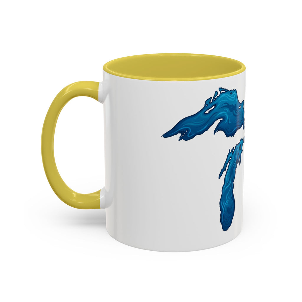Great Lakes Blue Map Mug — Artistic Lake Michigan & Superior Coffee Cup (11oz/15oz)