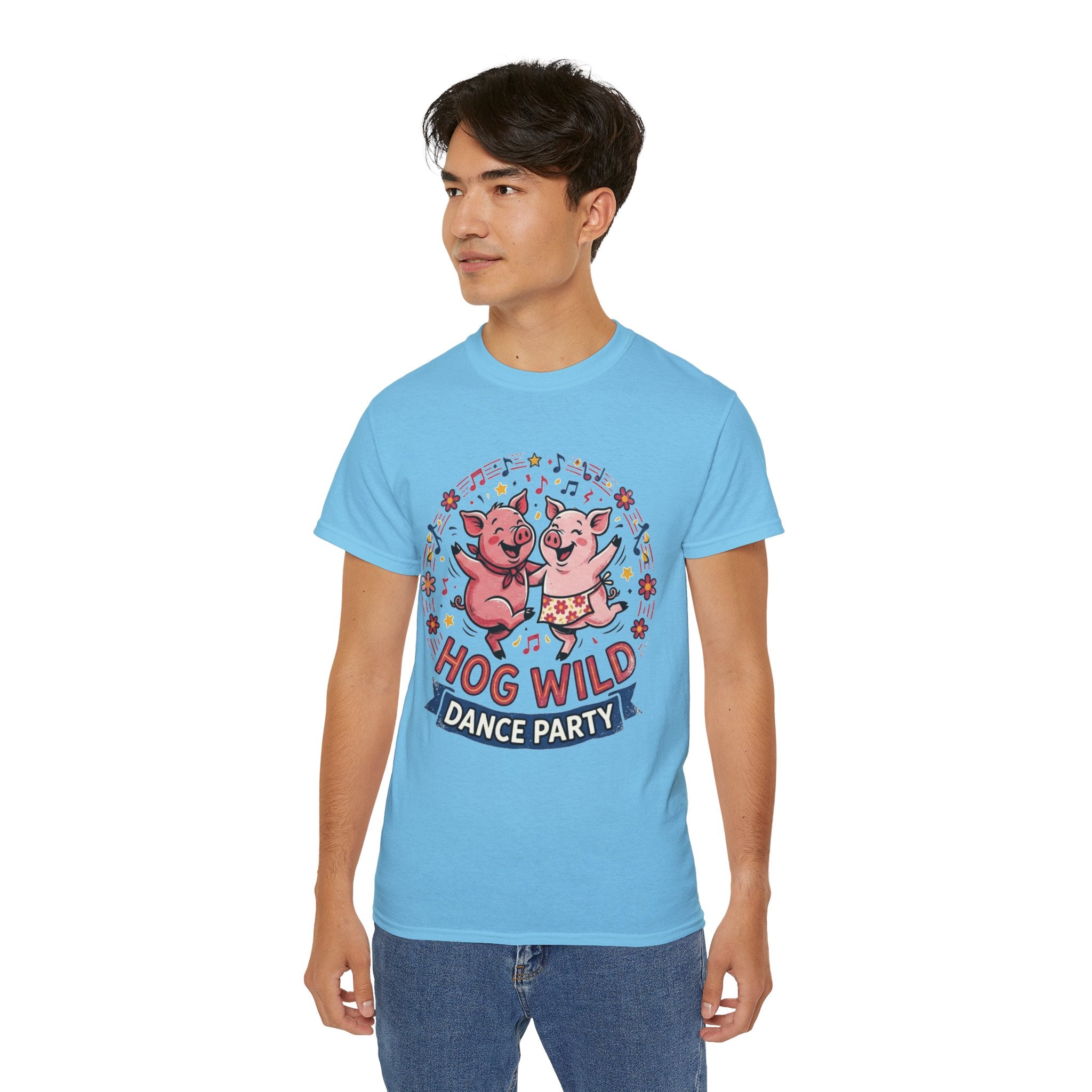 Hog Wild Dance Party Tee — Cute Dancing Pigs Graphic T-Shirt