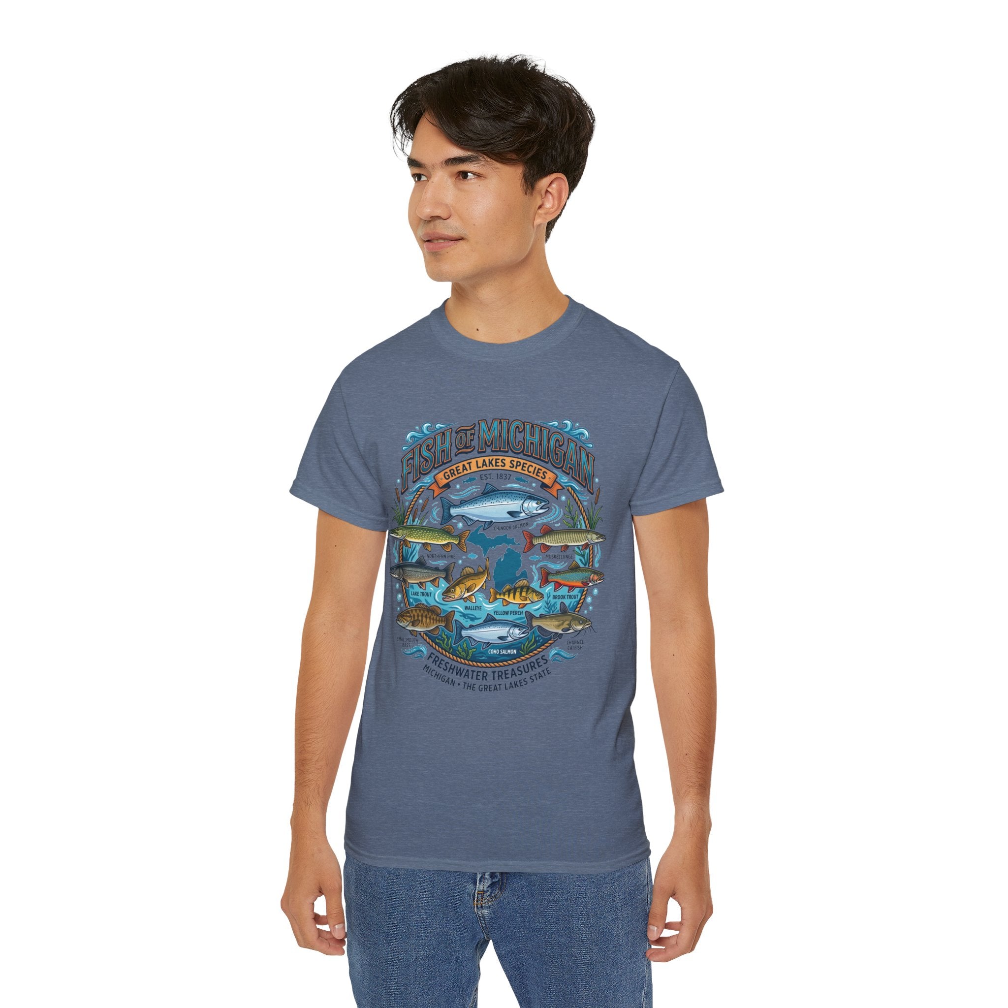 Michigan Fishing Species Tee — Freshwater Treasures Graphic T-Shirt