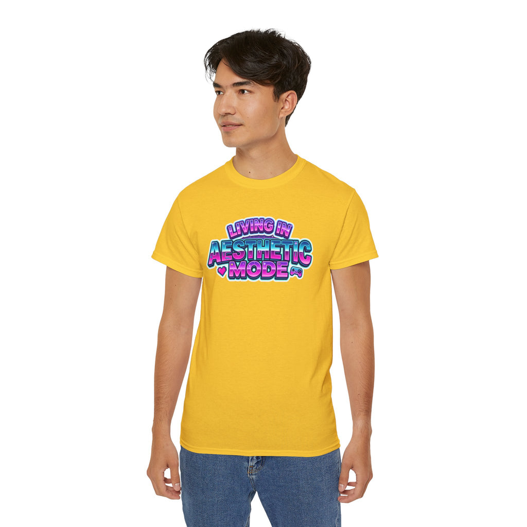 "Living in Aesthetic Mode" Retro Vaporwave Graphic Tee