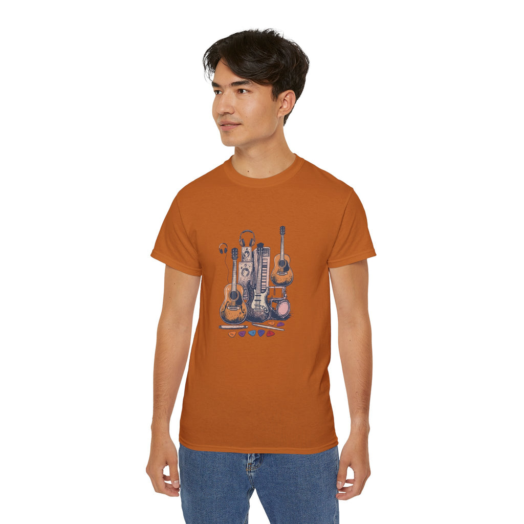 Acoustic Instrument Tee — Guitar, Ukulele & Headphones Graphic T-Shirt