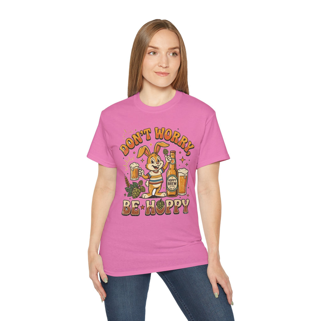 Be Hoppy Beer Bunny T-Shirt — Don’t Worry Be Hoppy Easter Brewery Tee