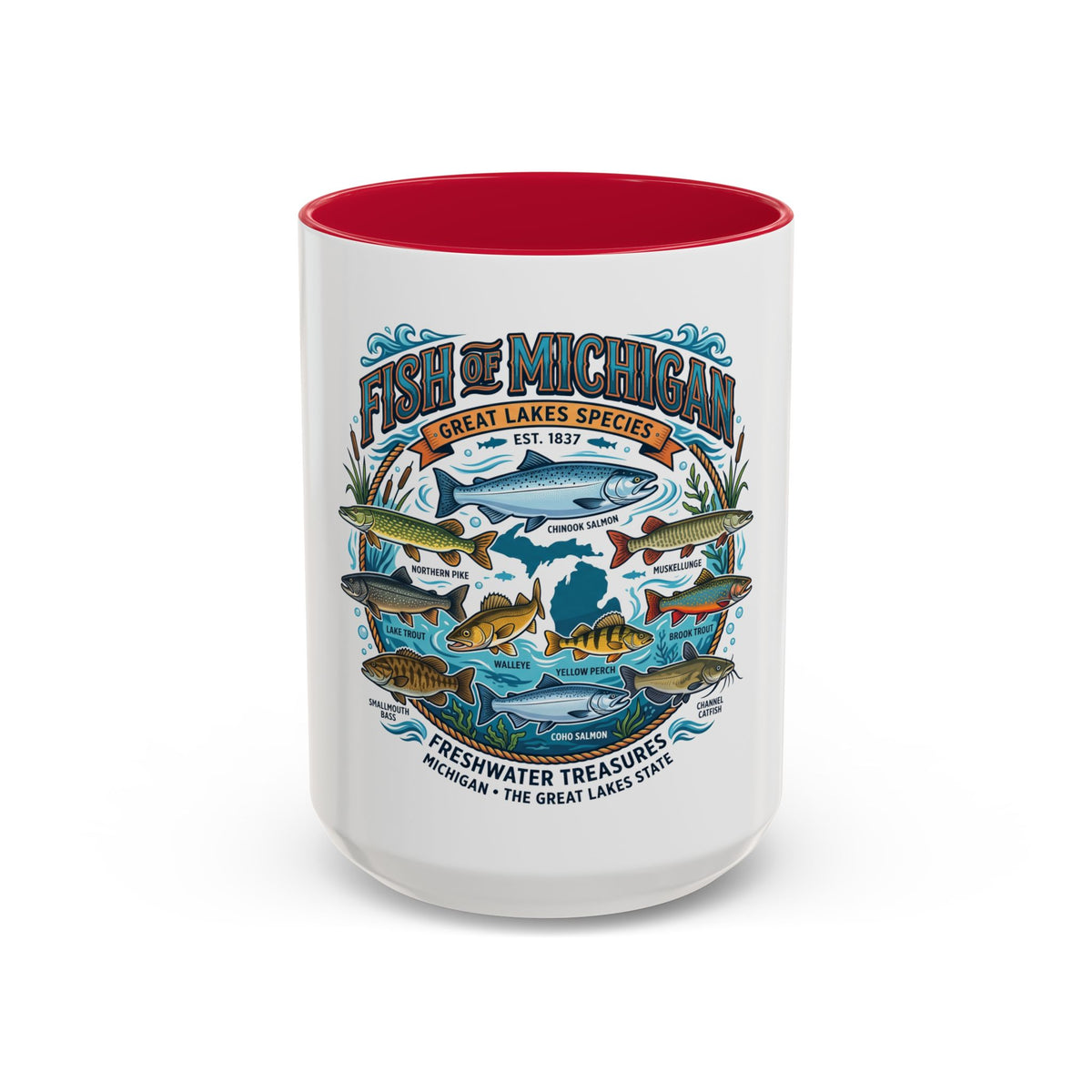 Fish of Michigan Mug — Great Lakes Freshwater Fish Illustration (11oz & 15oz)