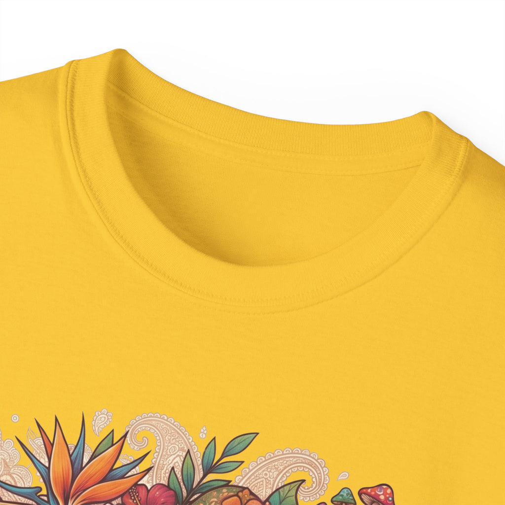 Floral Ukulele T-Shirt — Tropical Guitar & Hibiscus Flower Tee