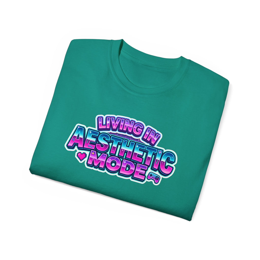 "Living in Aesthetic Mode" Retro Vaporwave Graphic Tee