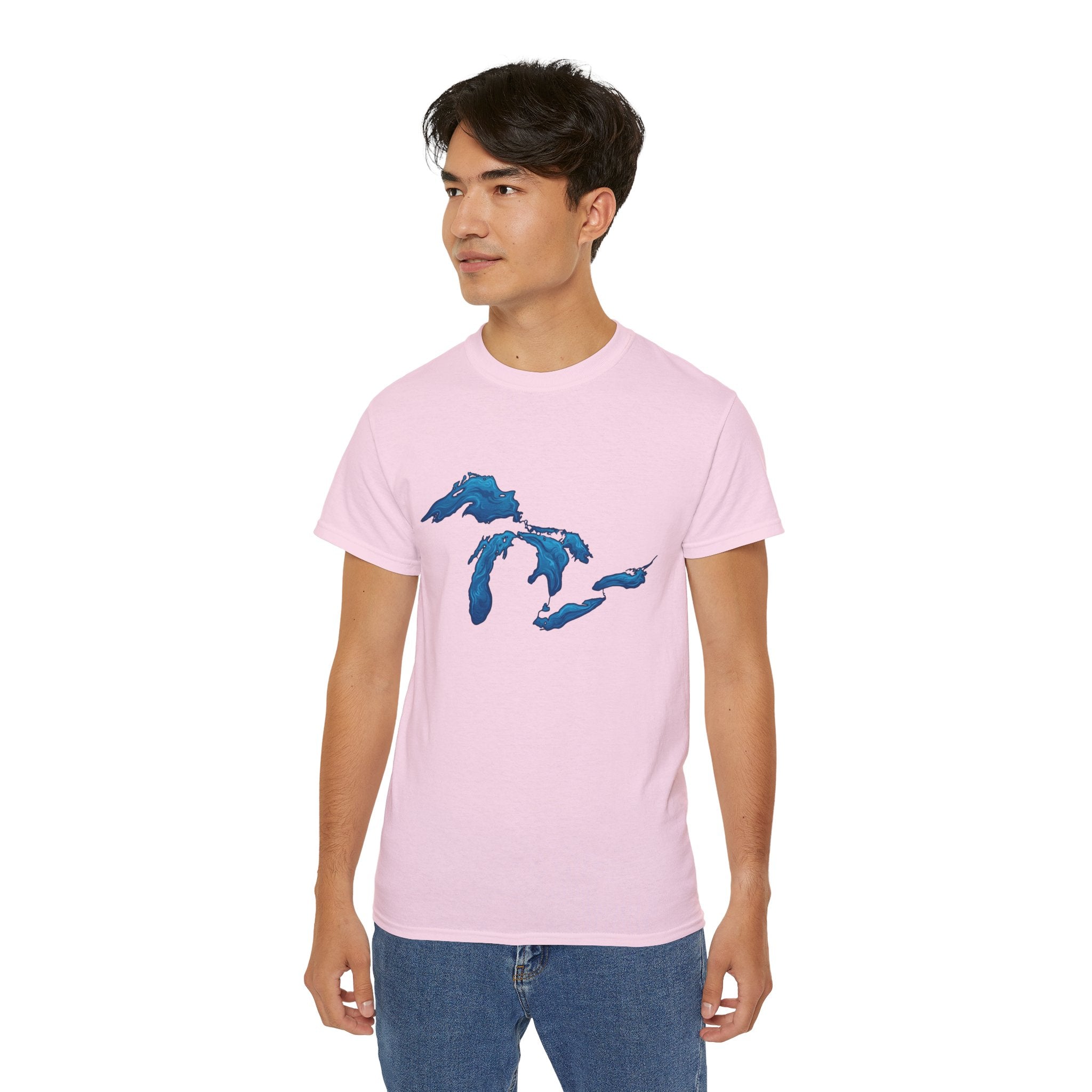 Great Lakes Map T-Shirt — Blue Michigan & Lakes Graphic Tee