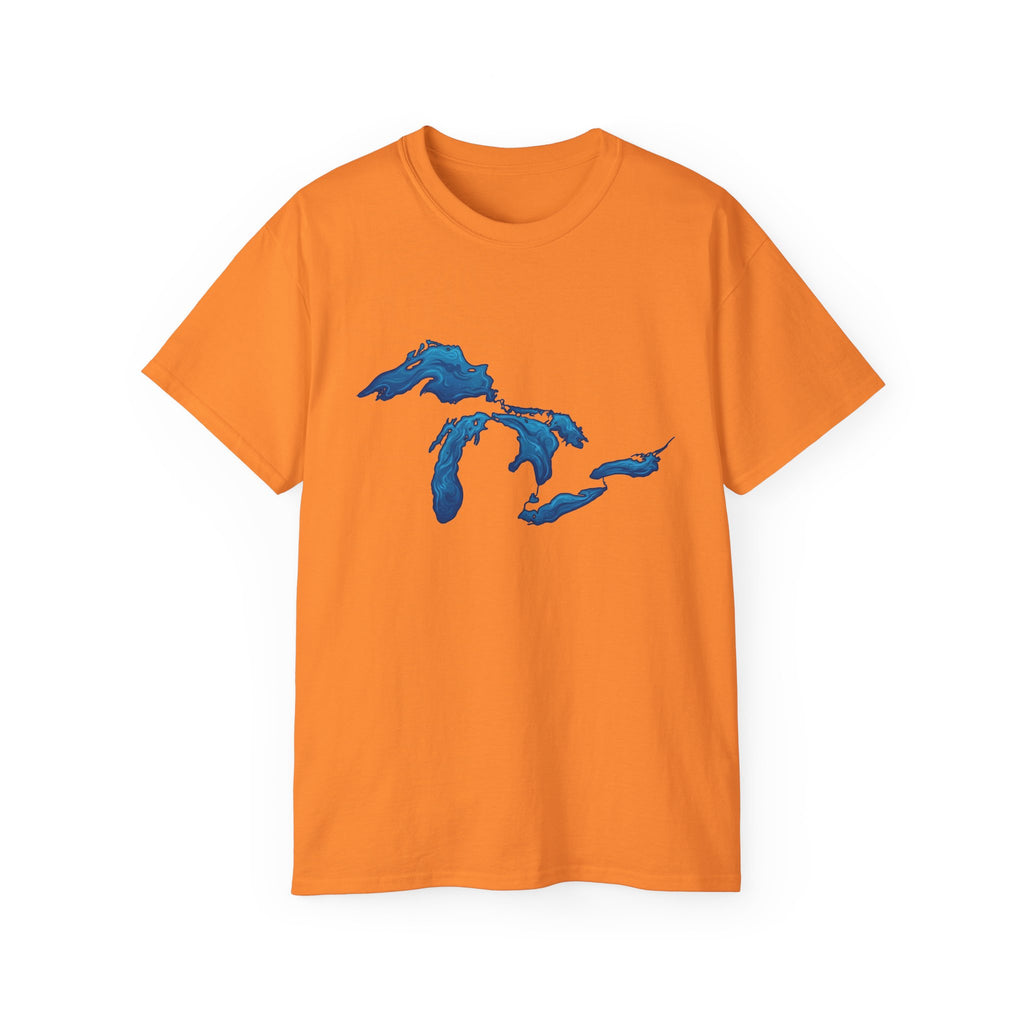 Great Lakes Map T-Shirt — Blue Michigan & Lakes Graphic Tee