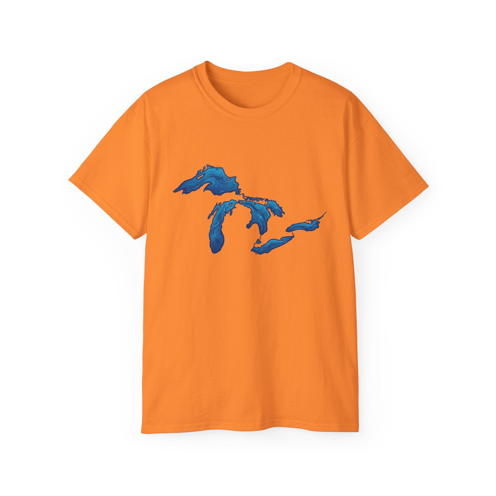 Great Lakes Map T-Shirt — Blue Michigan & Lakes Graphic Tee