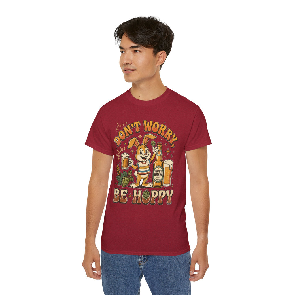 Be Hoppy Beer Bunny T-Shirt — Don’t Worry Be Hoppy Easter Brewery Tee
