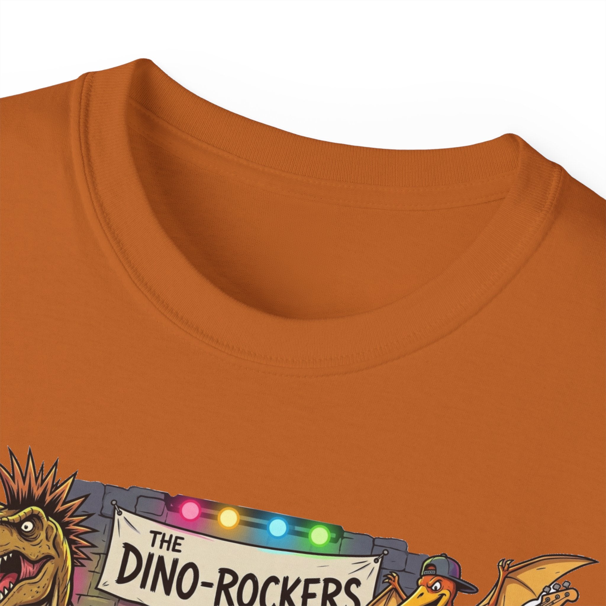 Dino Rockers T-Shirt – Retro Dinosaur Band Graphic Tee