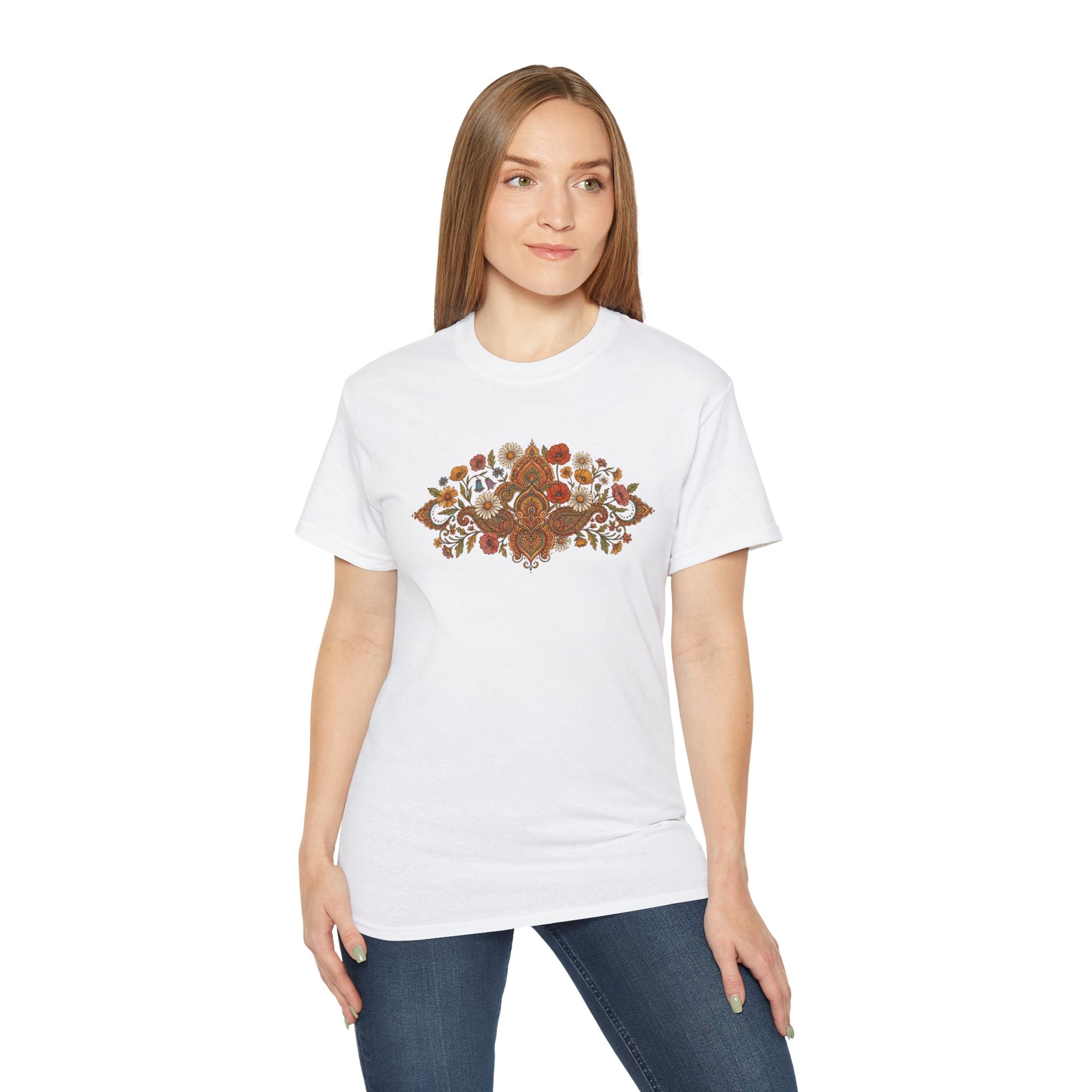 Retro Floral Tee — Vintage Brown Flower Bouquet Graphic