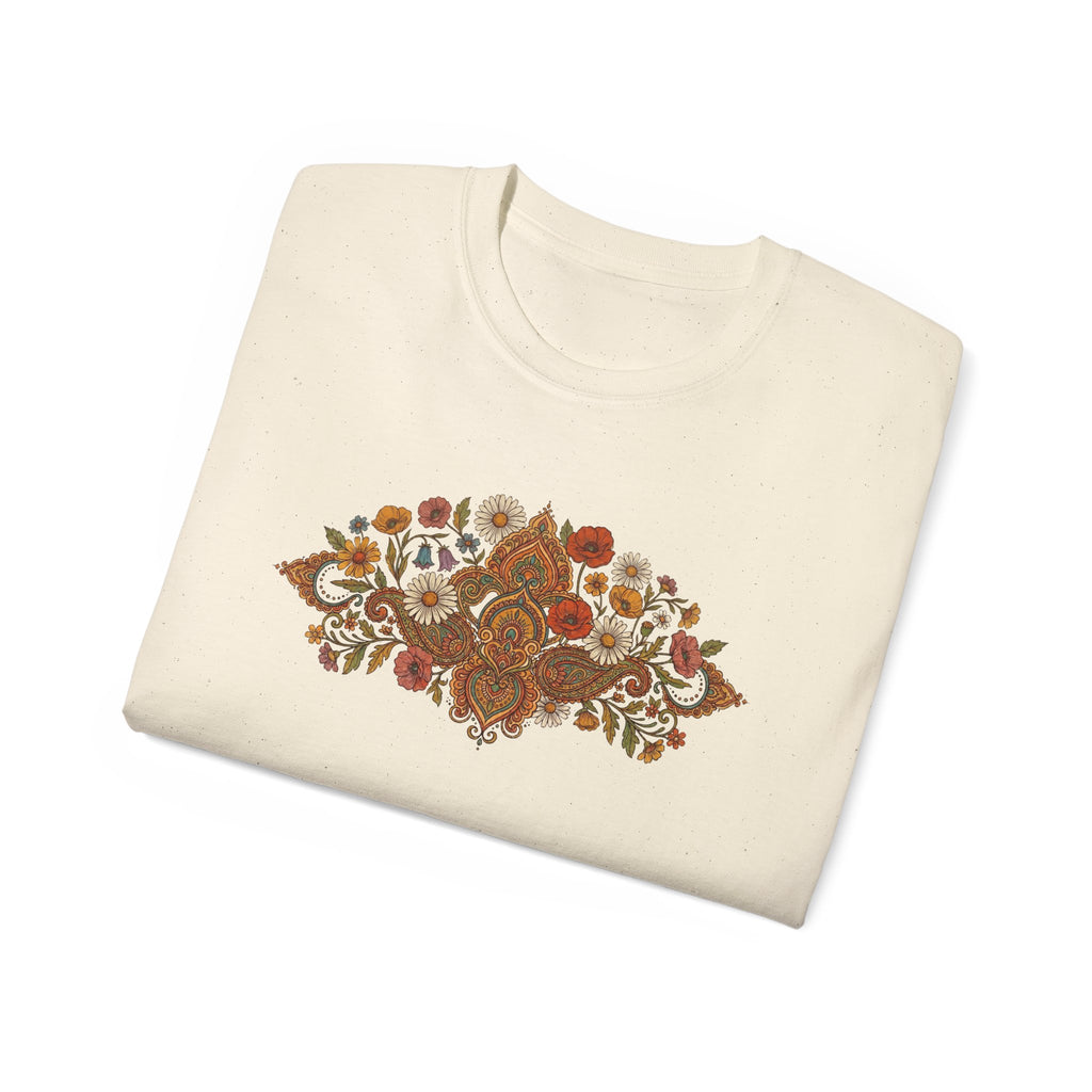 Retro Floral Tee — Vintage Brown Flower Bouquet Graphic