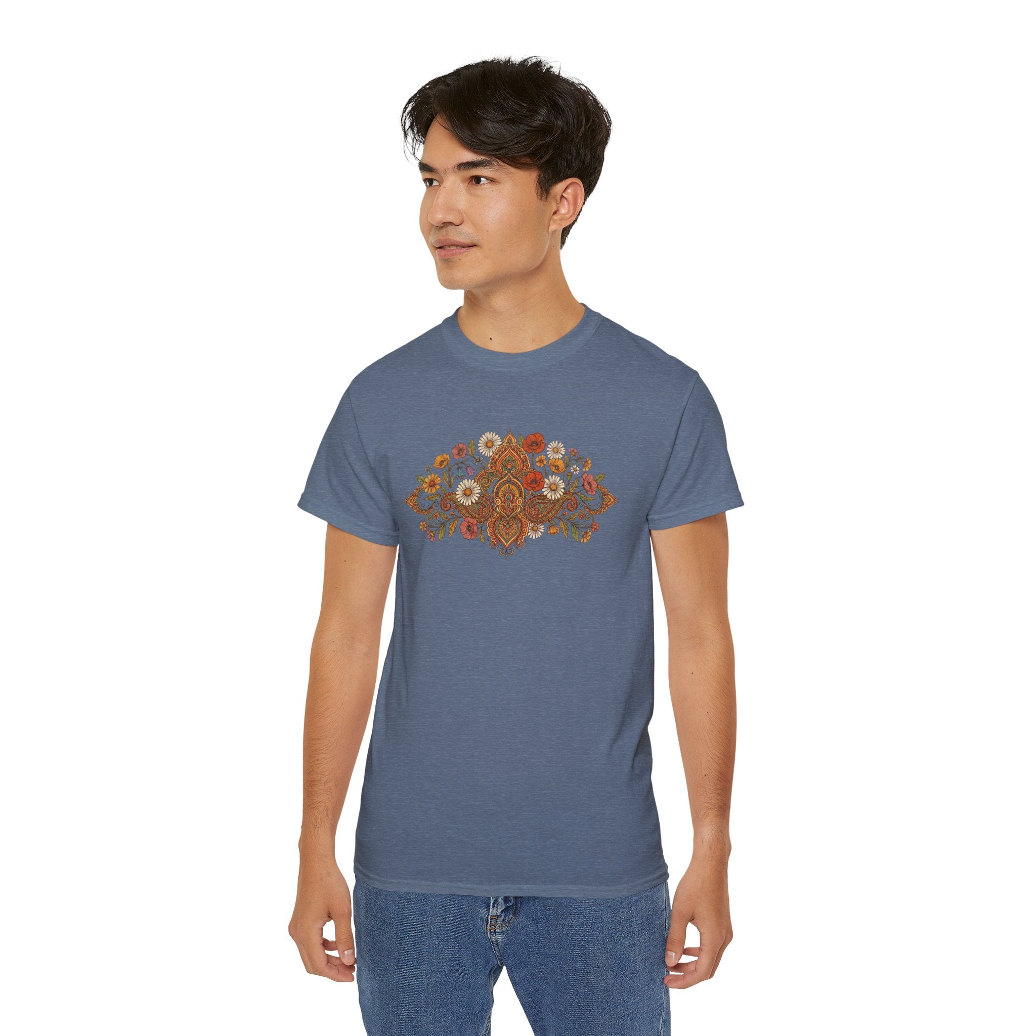 Retro Floral Tee — Vintage Brown Flower Bouquet Graphic