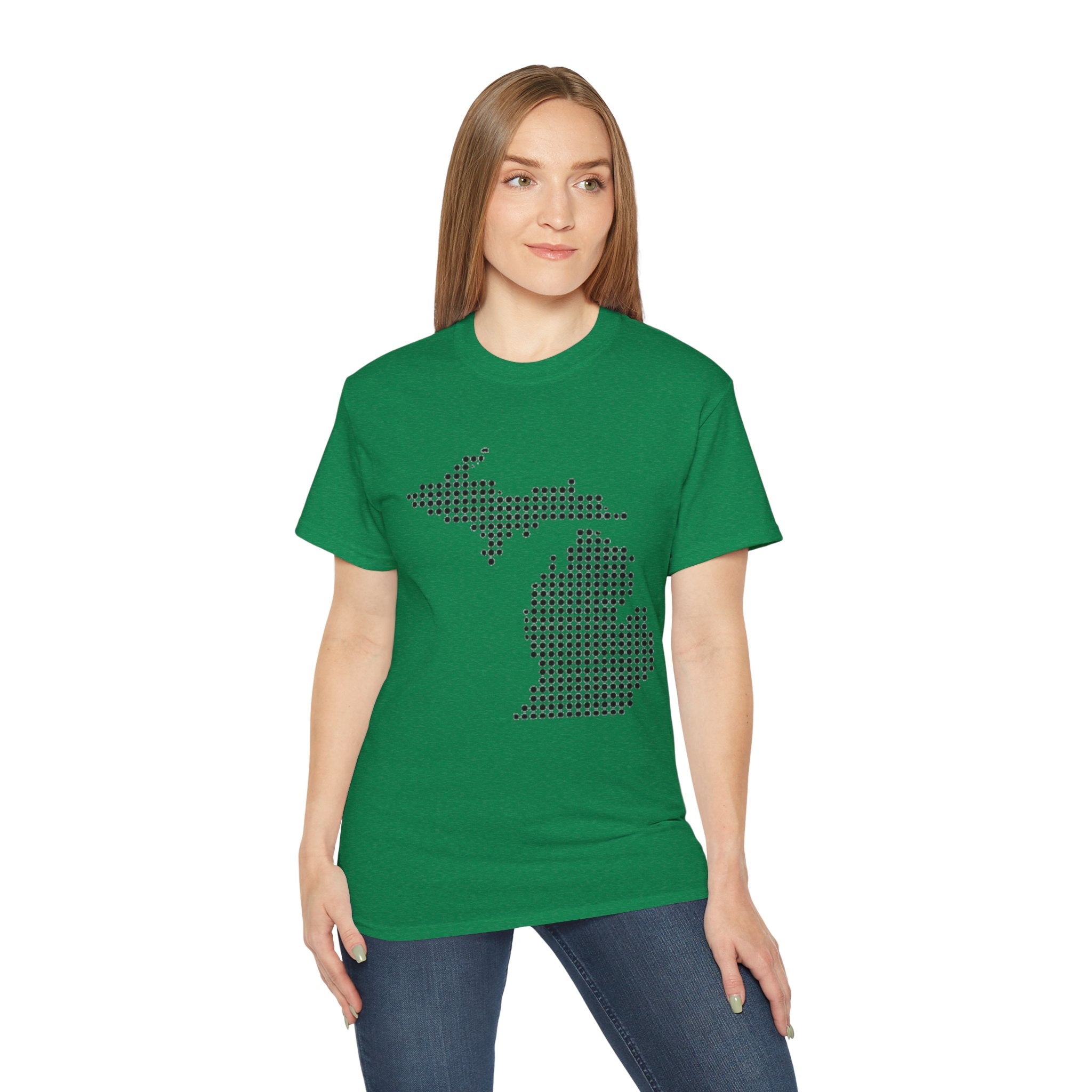 Michigan Dot Map T-Shirt — Minimal State Map Tee for Michiganders