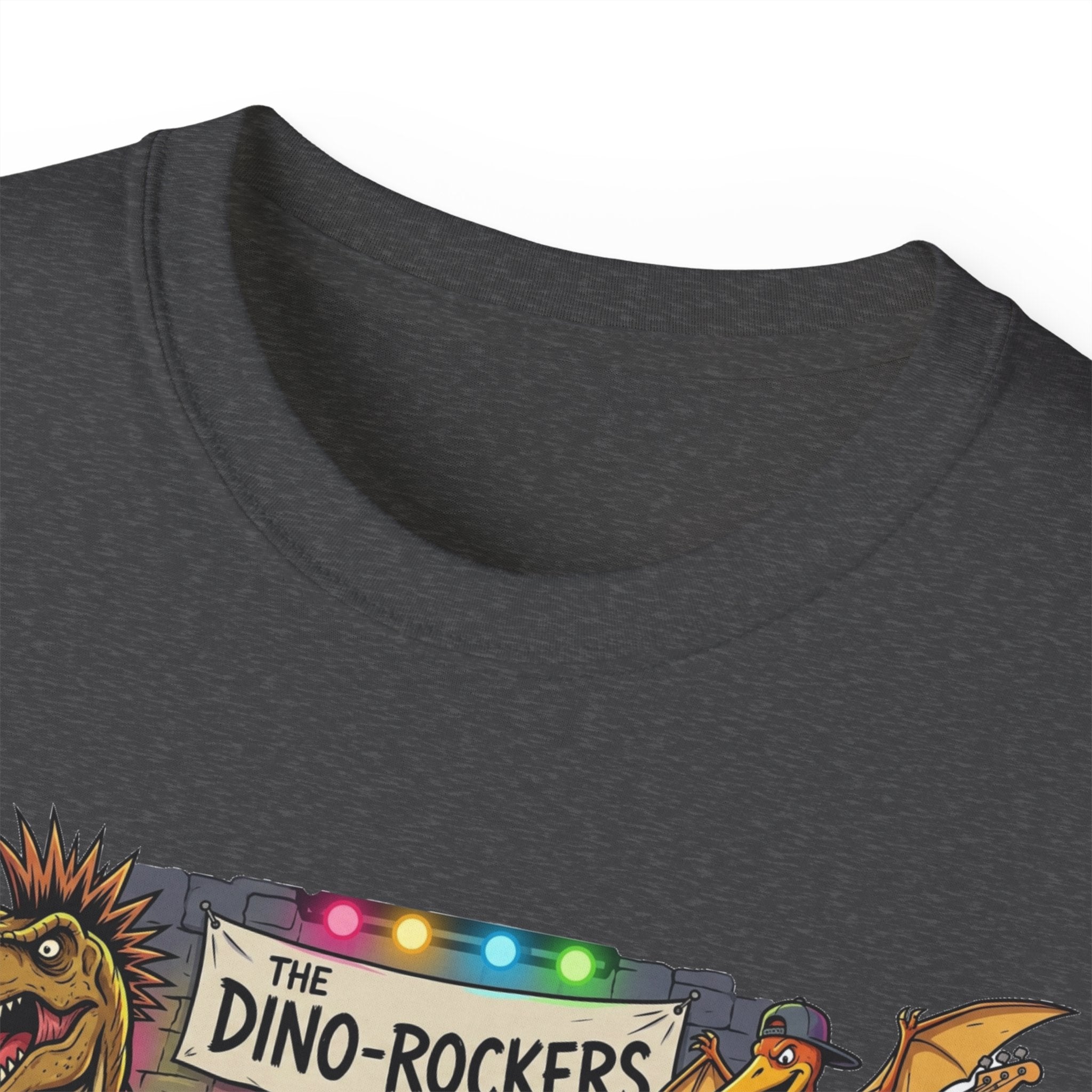 Dino Rockers T-Shirt – Retro Dinosaur Band Graphic Tee
