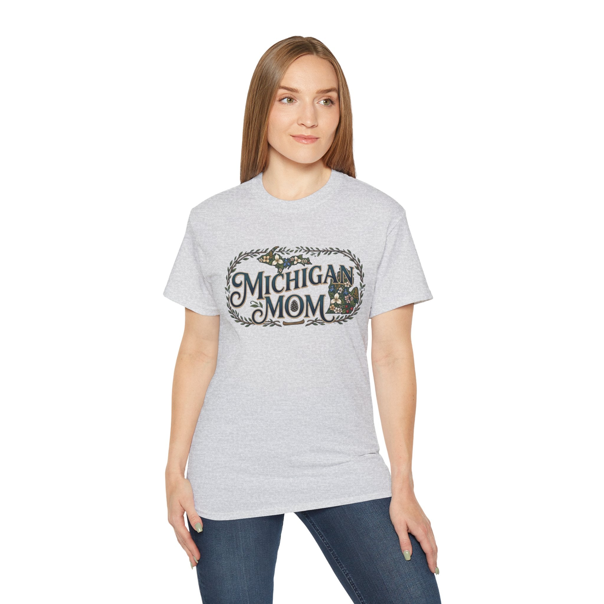 Michigan Mom T‑Shirt – Vintage Floral State Pride Tee for Moms