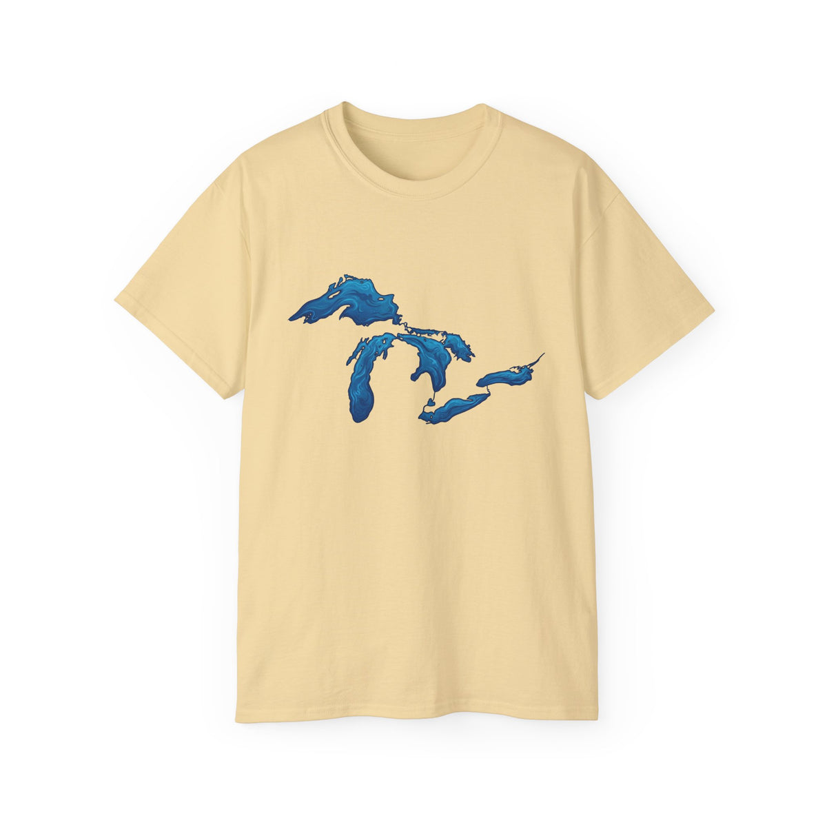 Great Lakes Map T-Shirt — Blue Michigan & Lakes Graphic Tee