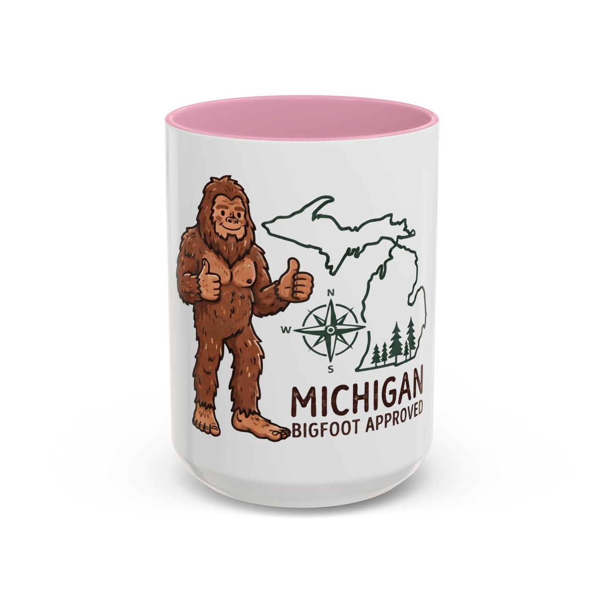 Michigan Bigfoot Approved Coffee Mug — Colorful 11oz/15oz Travel & Camping Gift