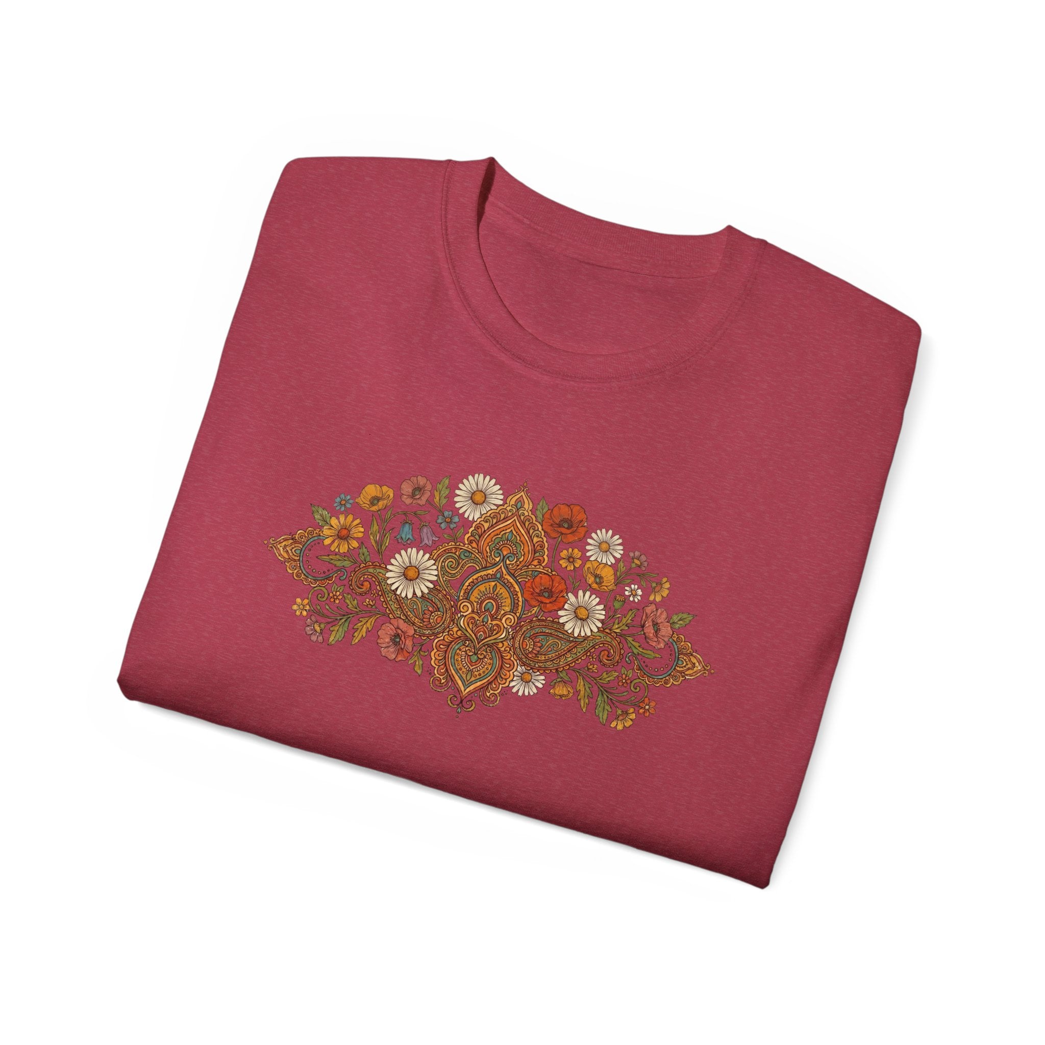 Retro Floral Tee — Vintage Brown Flower Bouquet Graphic