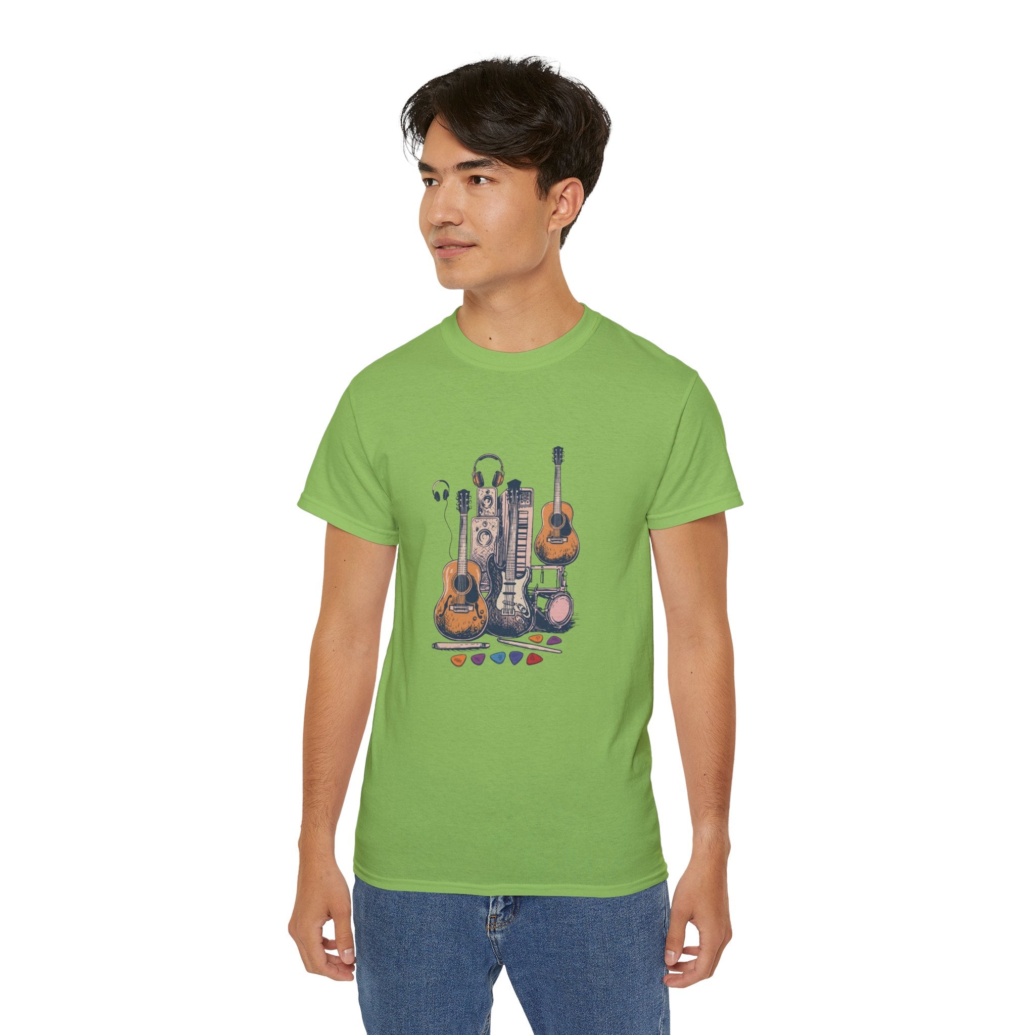 Acoustic Instrument Tee — Guitar, Ukulele & Headphones Graphic T-Shirt