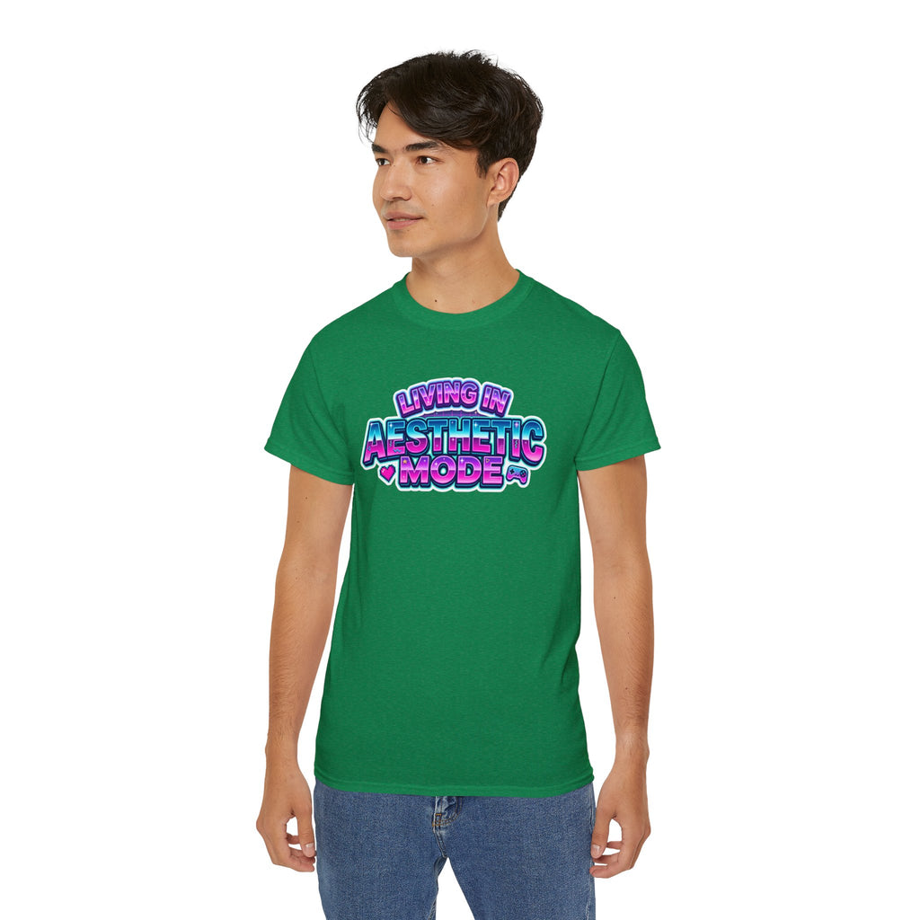"Living in Aesthetic Mode" Retro Vaporwave Graphic Tee