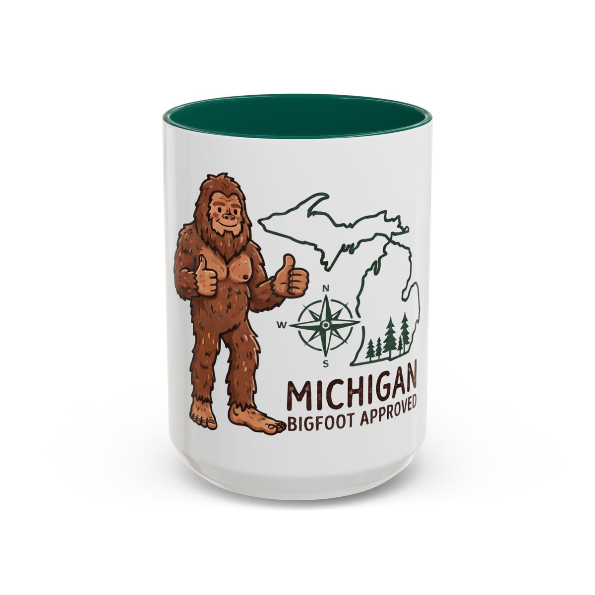 Michigan Bigfoot Approved Coffee Mug — Colorful 11oz/15oz Travel & Camping Gift