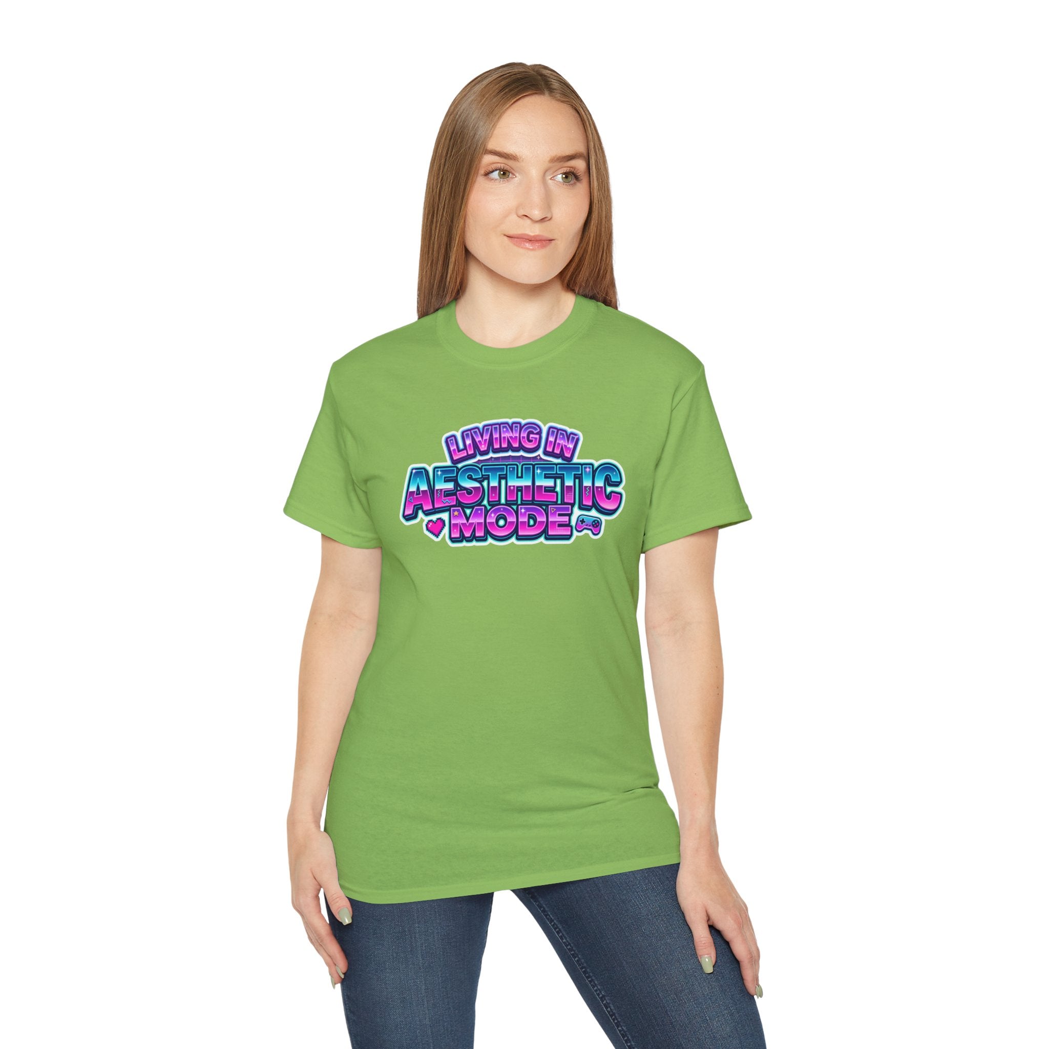 "Living in Aesthetic Mode" Retro Vaporwave Graphic Tee