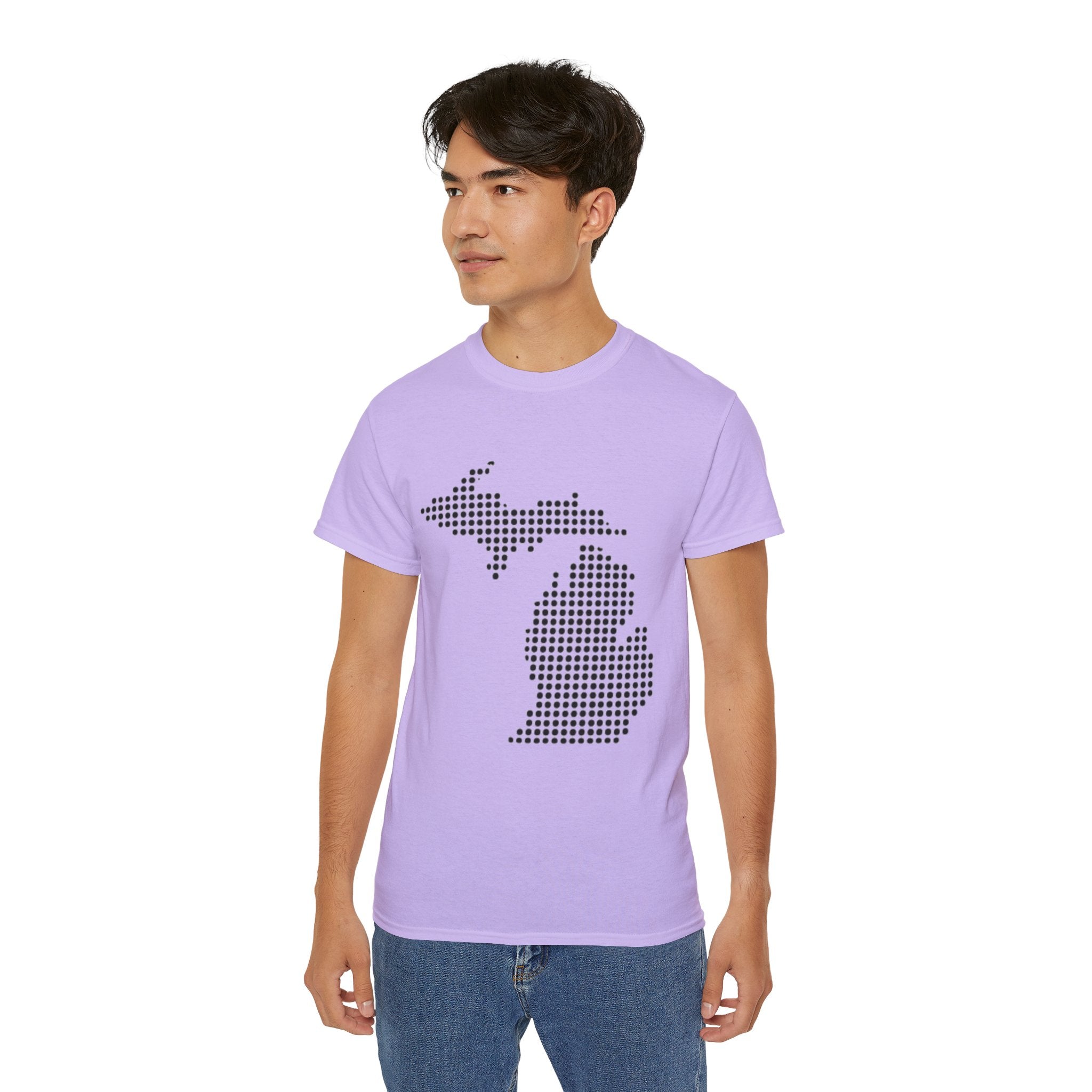 Michigan Dot Map T-Shirt — Minimal State Map Tee for Michiganders