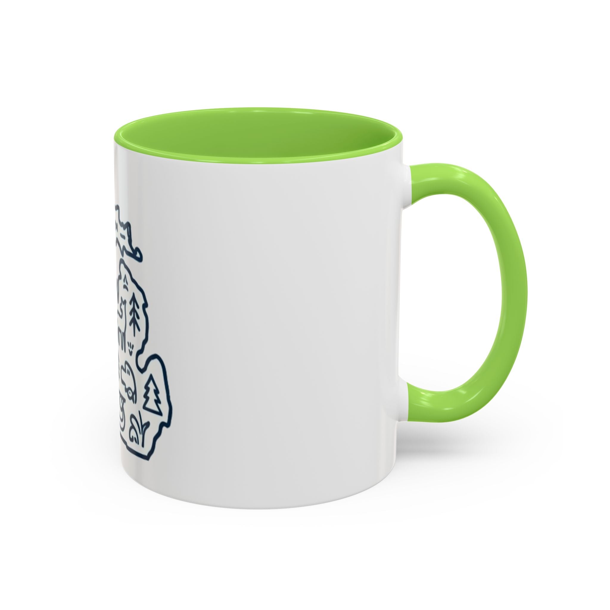 Michigan Outline Mug with UP & Outdoor Icons – Great Lakes State Coffee Cup (11oz/15oz)