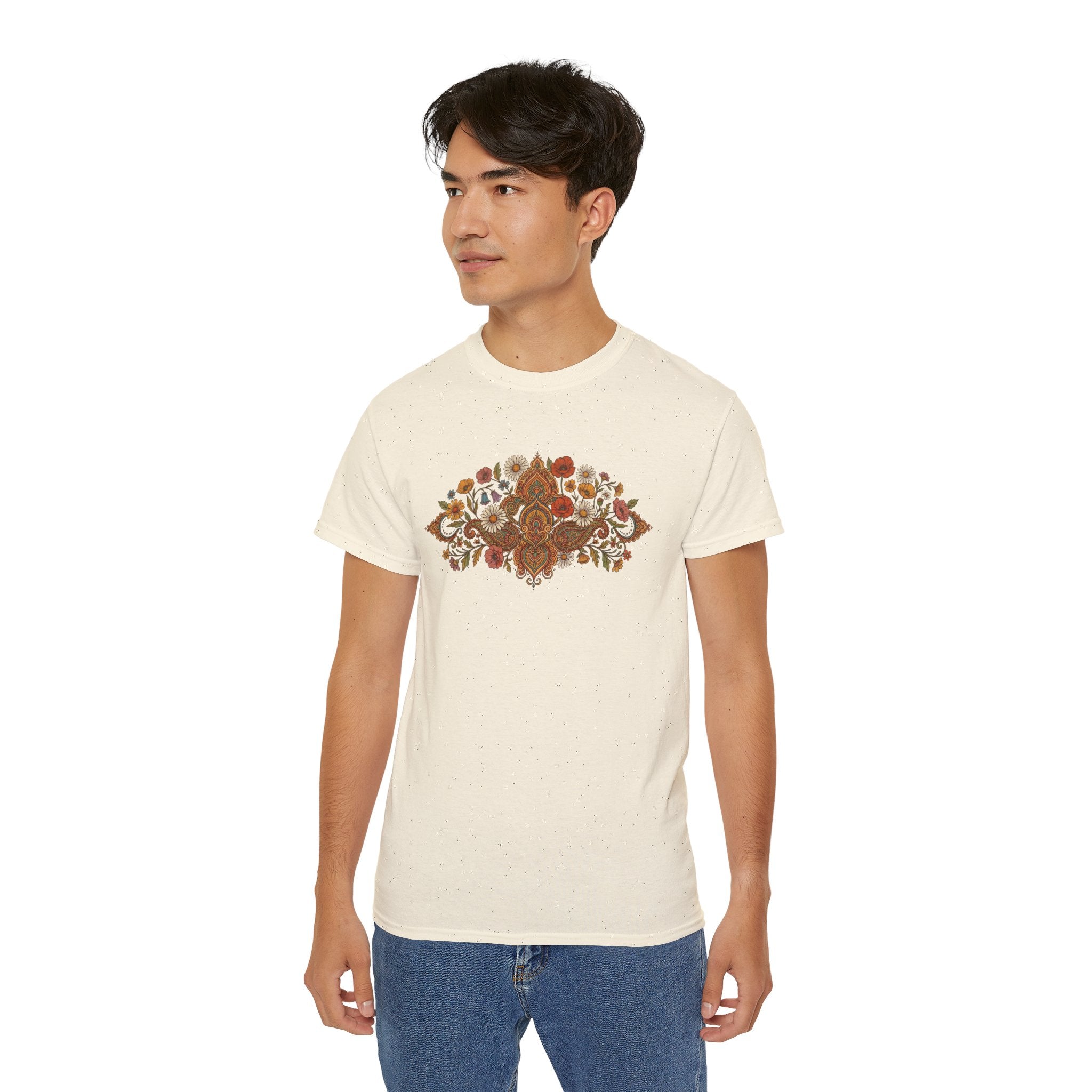 Retro Floral Tee — Vintage Brown Flower Bouquet Graphic