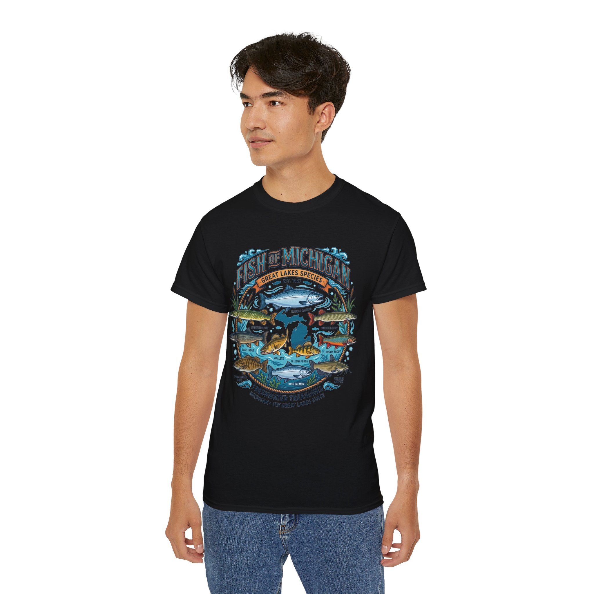 Michigan Fishing Species Tee — Freshwater Treasures Graphic T-Shirt