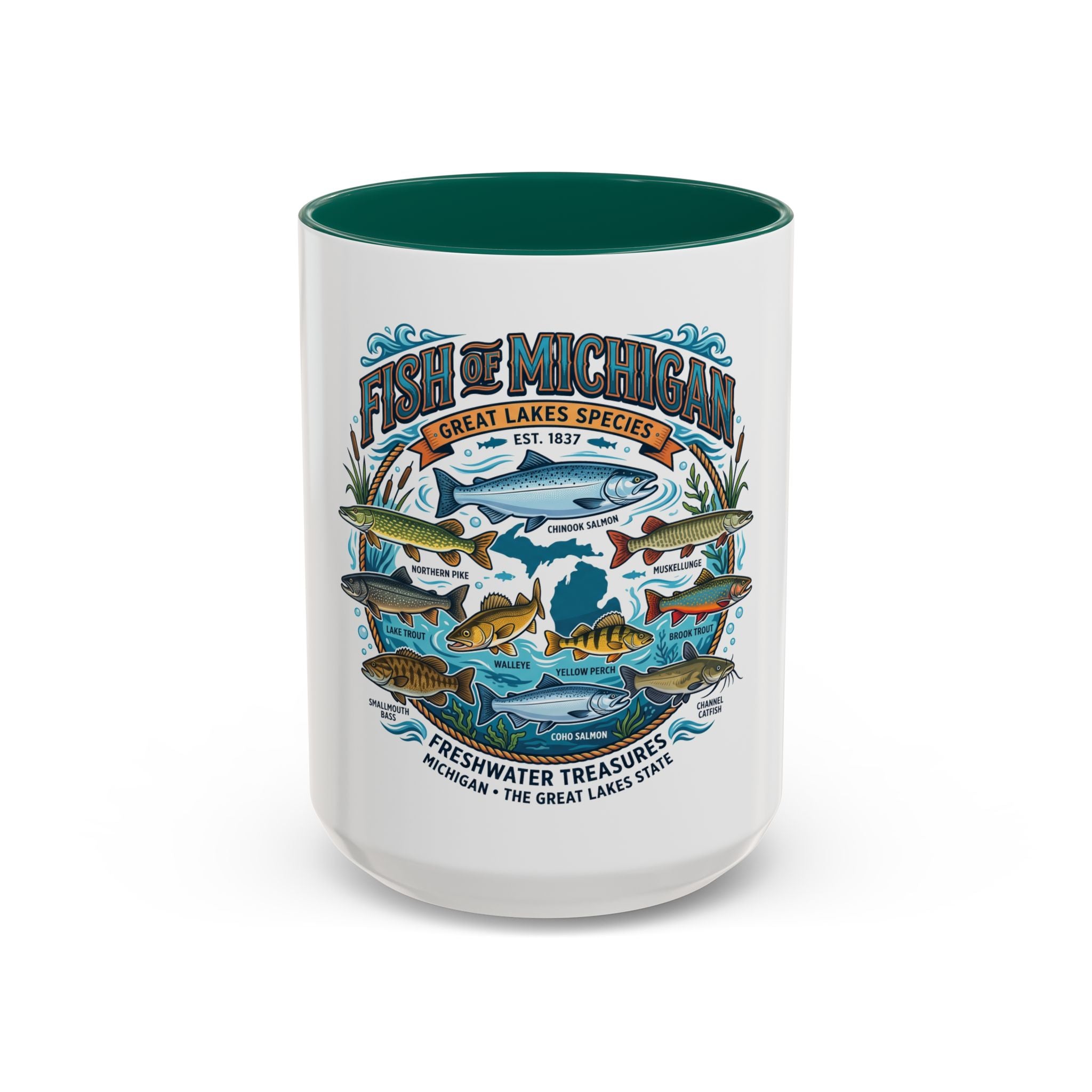 Fish of Michigan Mug — Great Lakes Freshwater Fish Illustration (11oz & 15oz)