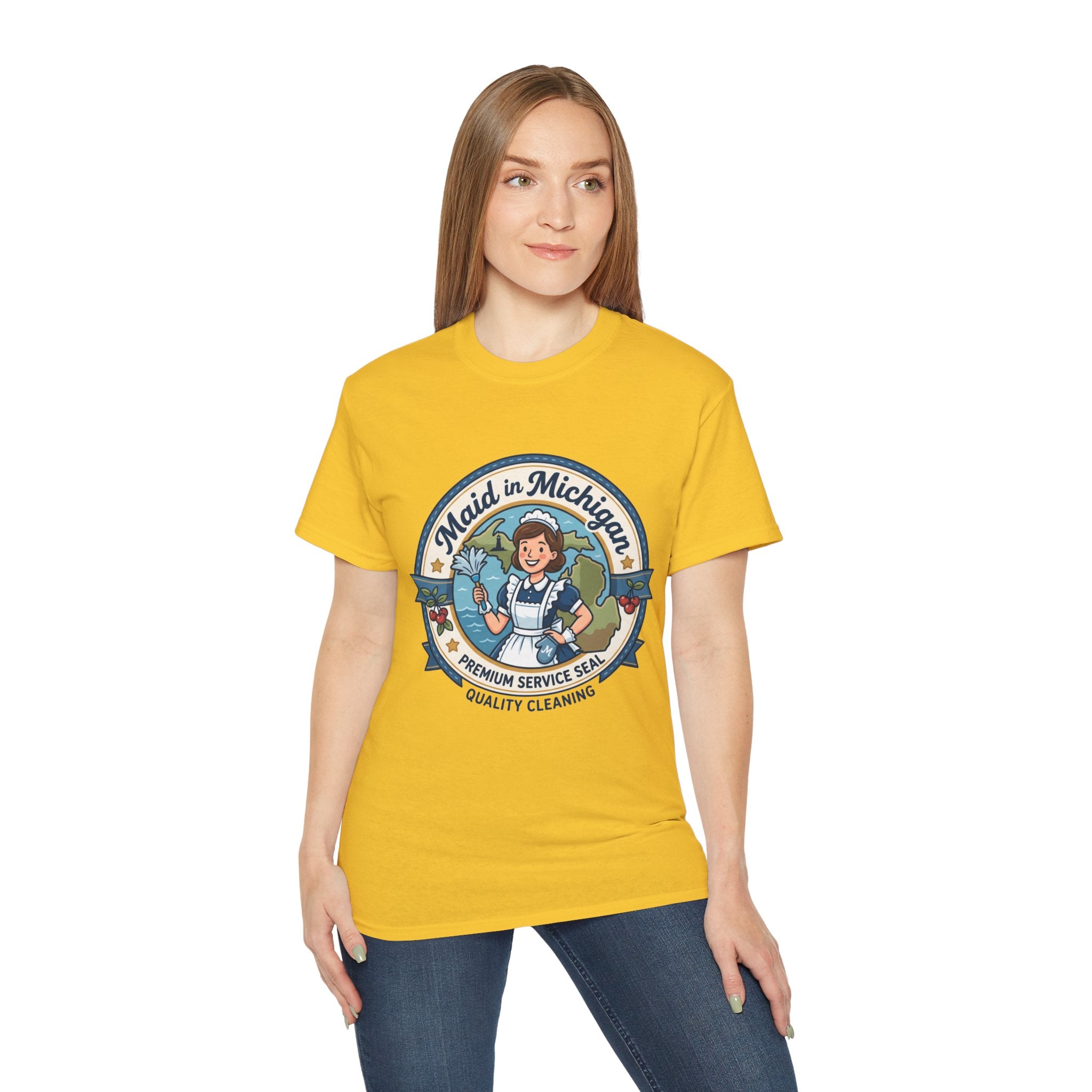 Maid in Michigan T-Shirt — Vintage Housekeeping Logo Tee