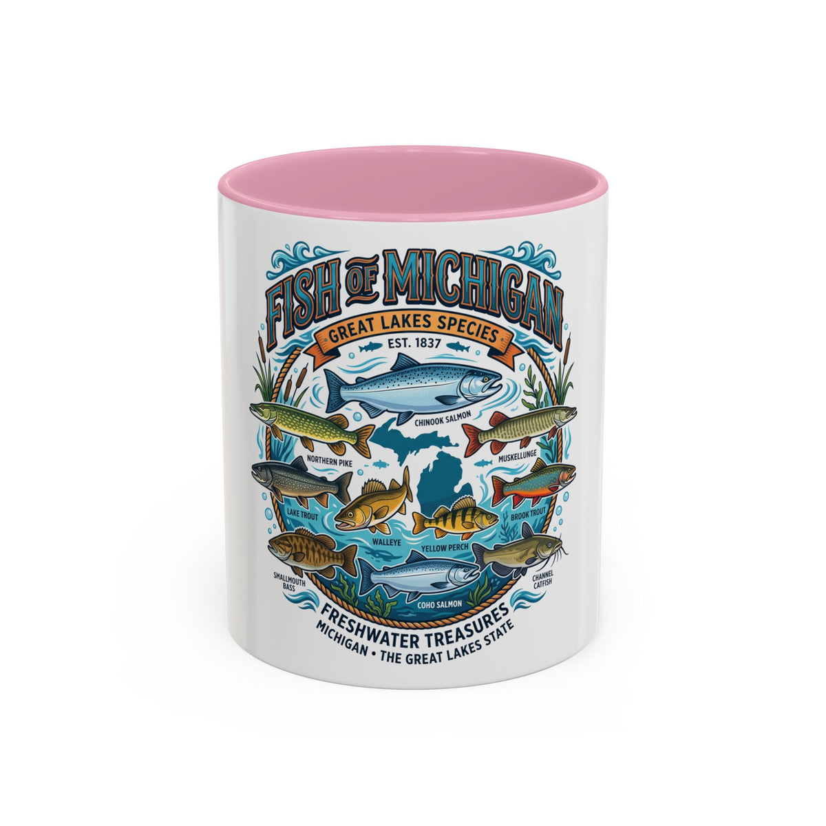 Fish of Michigan Mug — Great Lakes Freshwater Fish Illustration (11oz & 15oz)